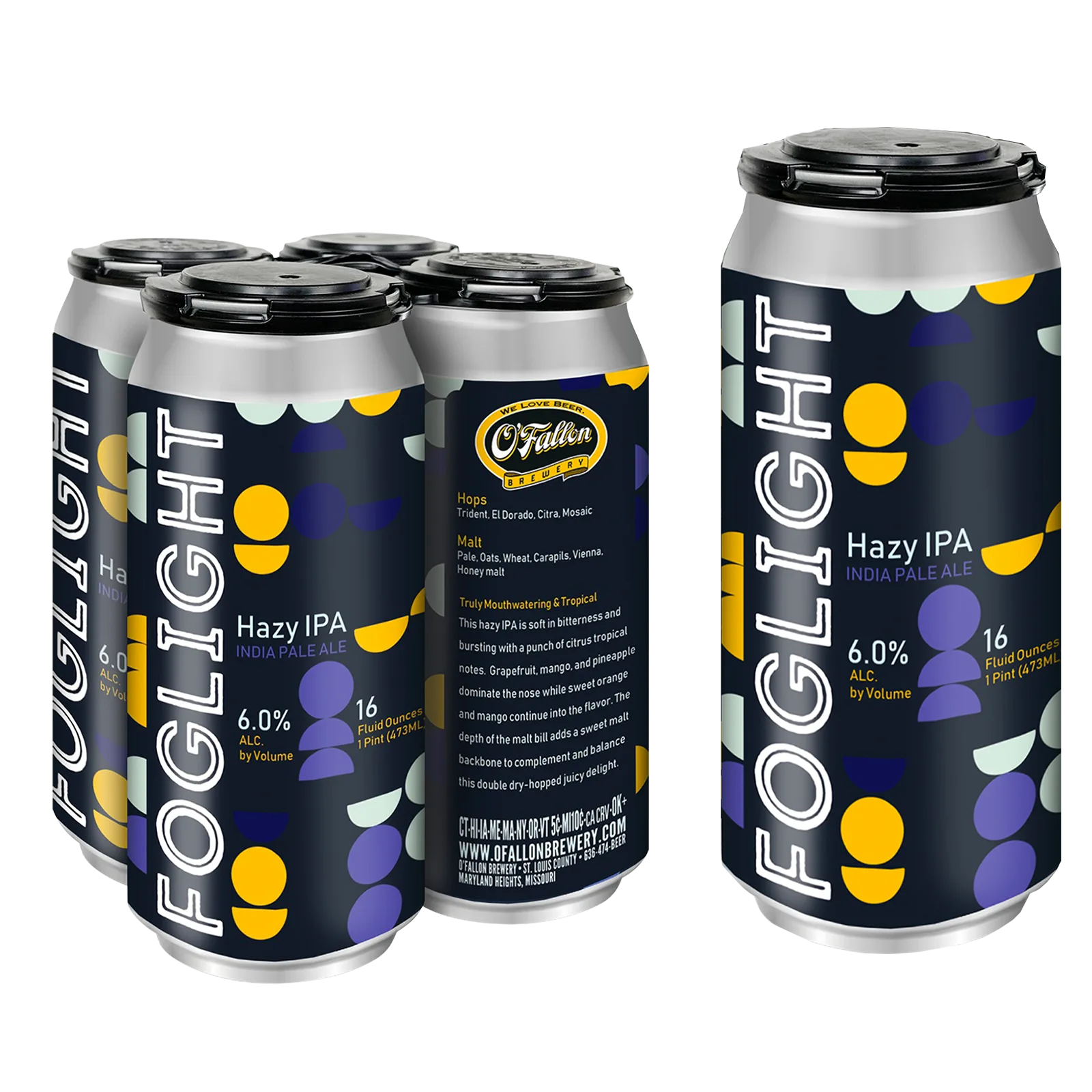 O'Fallon Brewery Foglight Hazy IPA 4pk 16oz Can 6.0% ABV