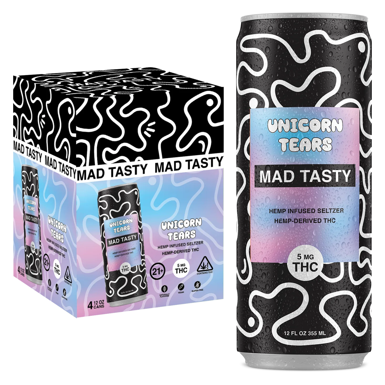 Mad Tasty 5mg THC Unicorn Tears Seltzer 4pk Cans