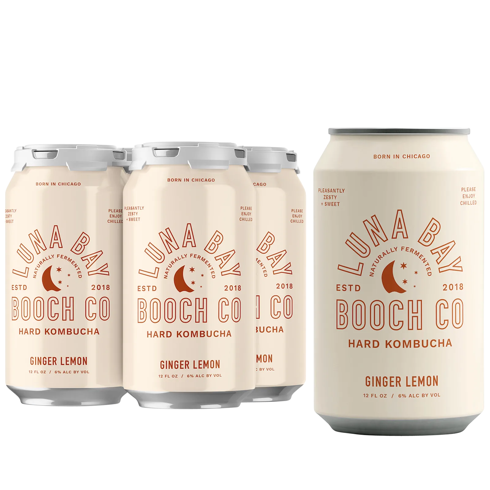 Luna Bay Ginger Lemon Hard Kombucha 4pk 12oz Can 6.0% ABV