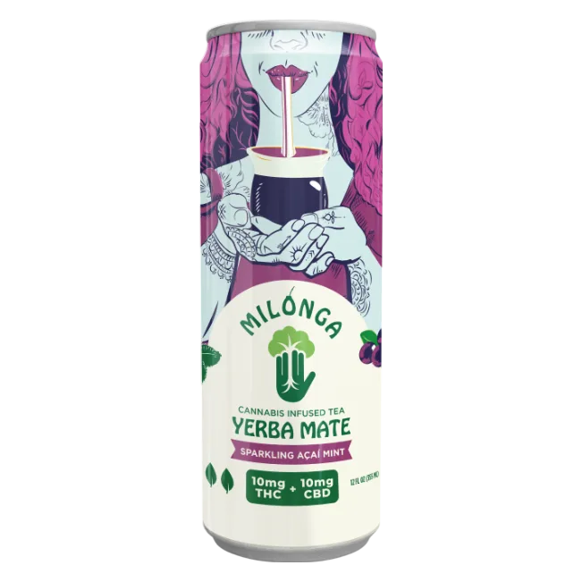 Milonga 10mg THC Açaí Mint Yerba Mate Tea 4pk Can