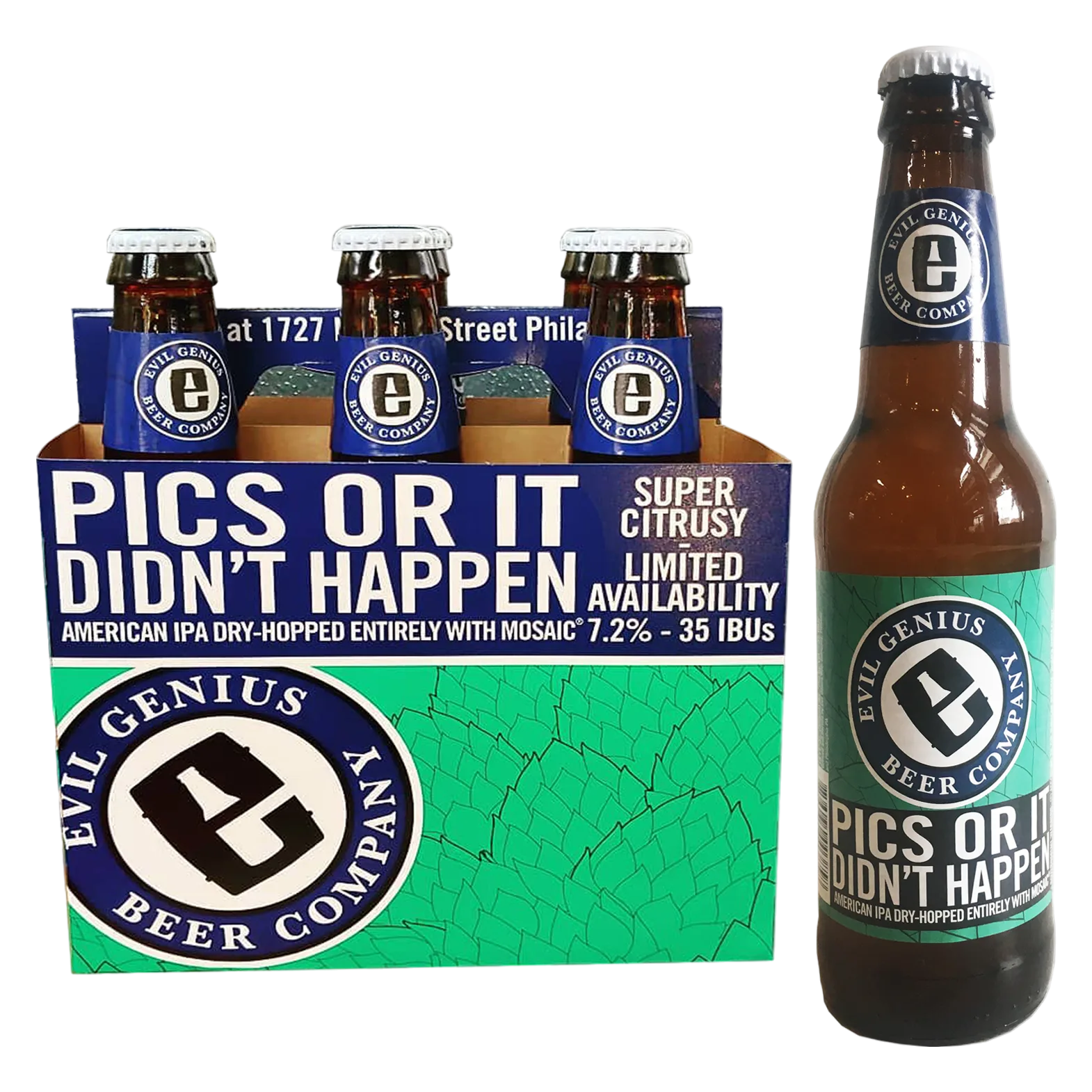 Evil Genius Pics Or It Didn't Happen Mosaic IPA 6pk Btl 7.2% ABV