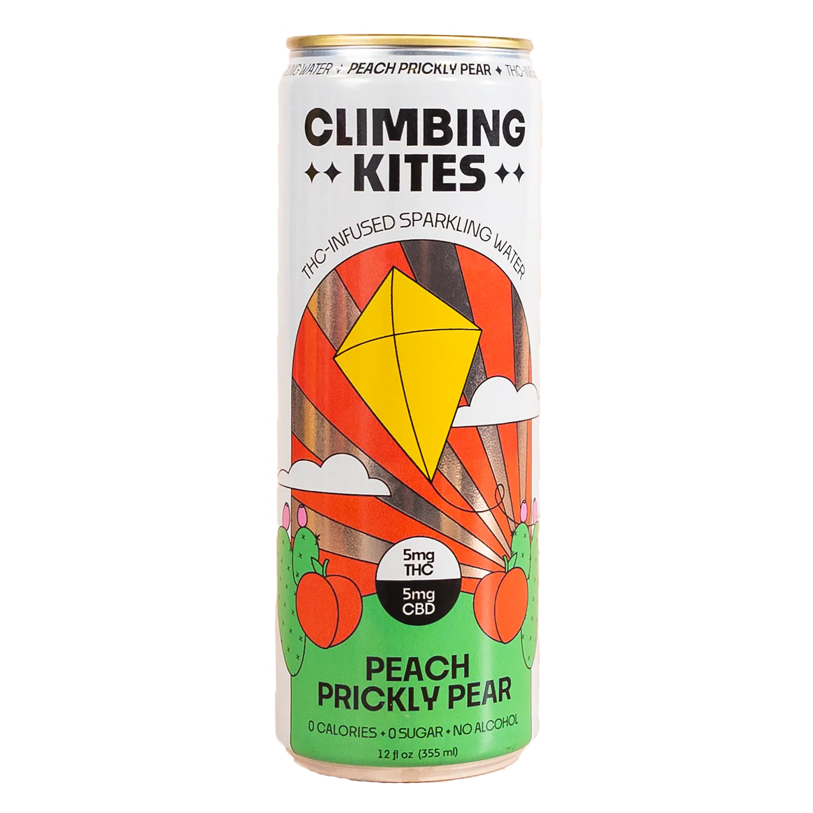 Climbing Kites 5mg THC Peach Prickly Pear Sparkling Water Can