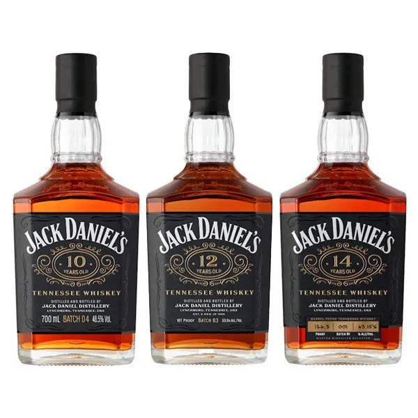Jack Daniel S 3 Bottle Bundle 10 12 14 Year Old Whiskeys 750Ml