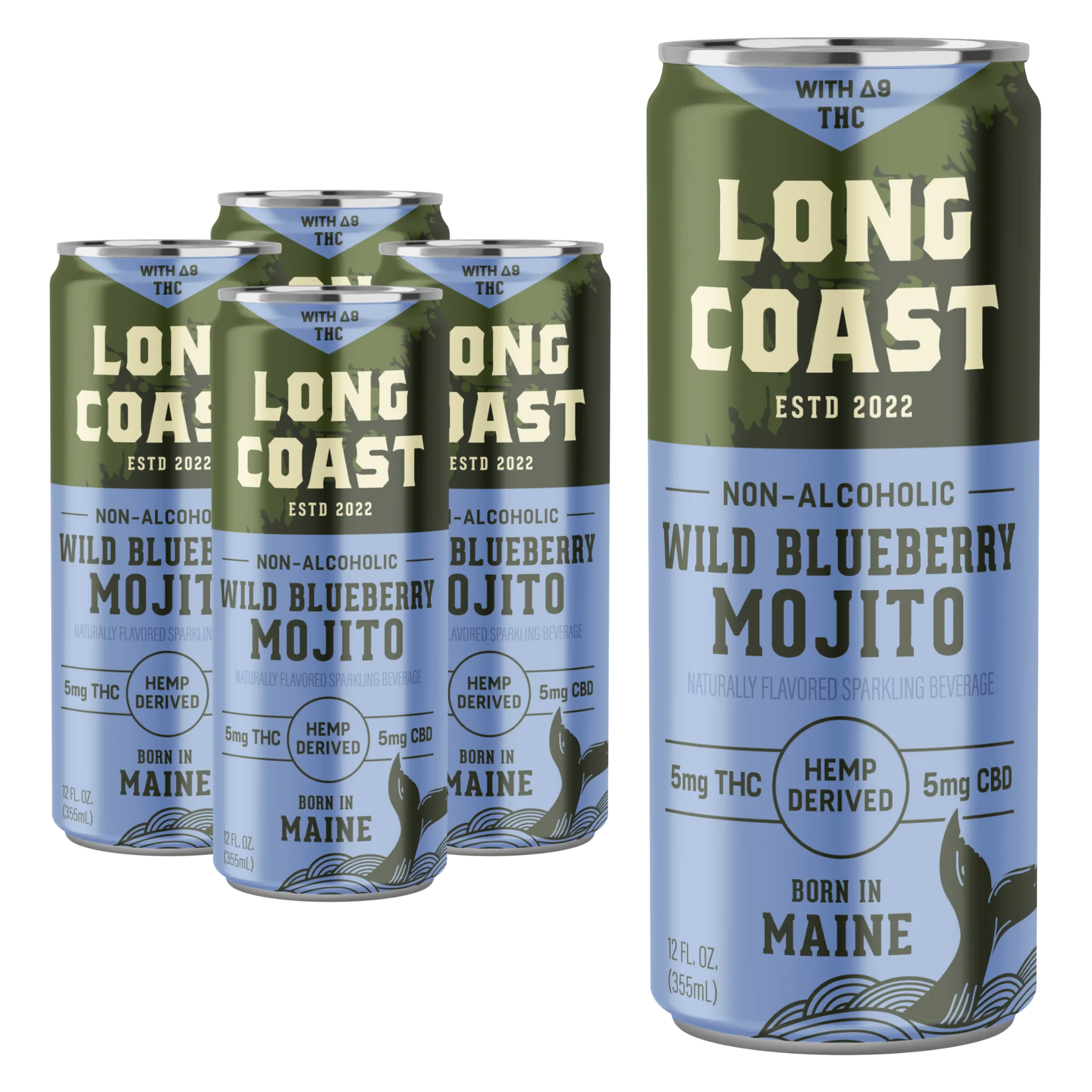 Long Coast THC 5mg Wild Blueberry Mojito Cocktail 4pk