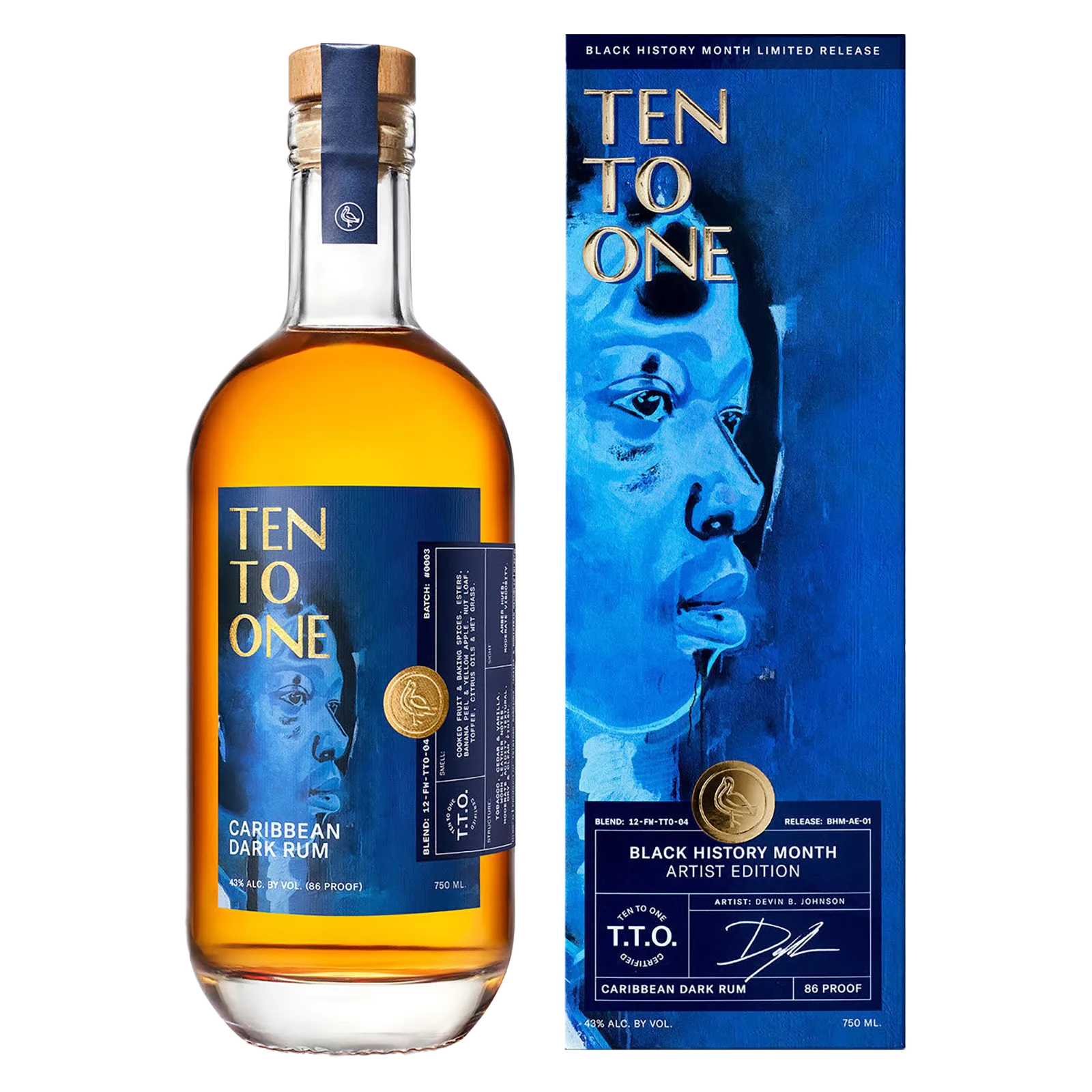 Ten To One Caribbean Dark Rum - Black History Month Artist Edition(86 Proof