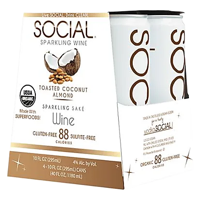 Social Sparkling Wine - Coconut Almond (4PK