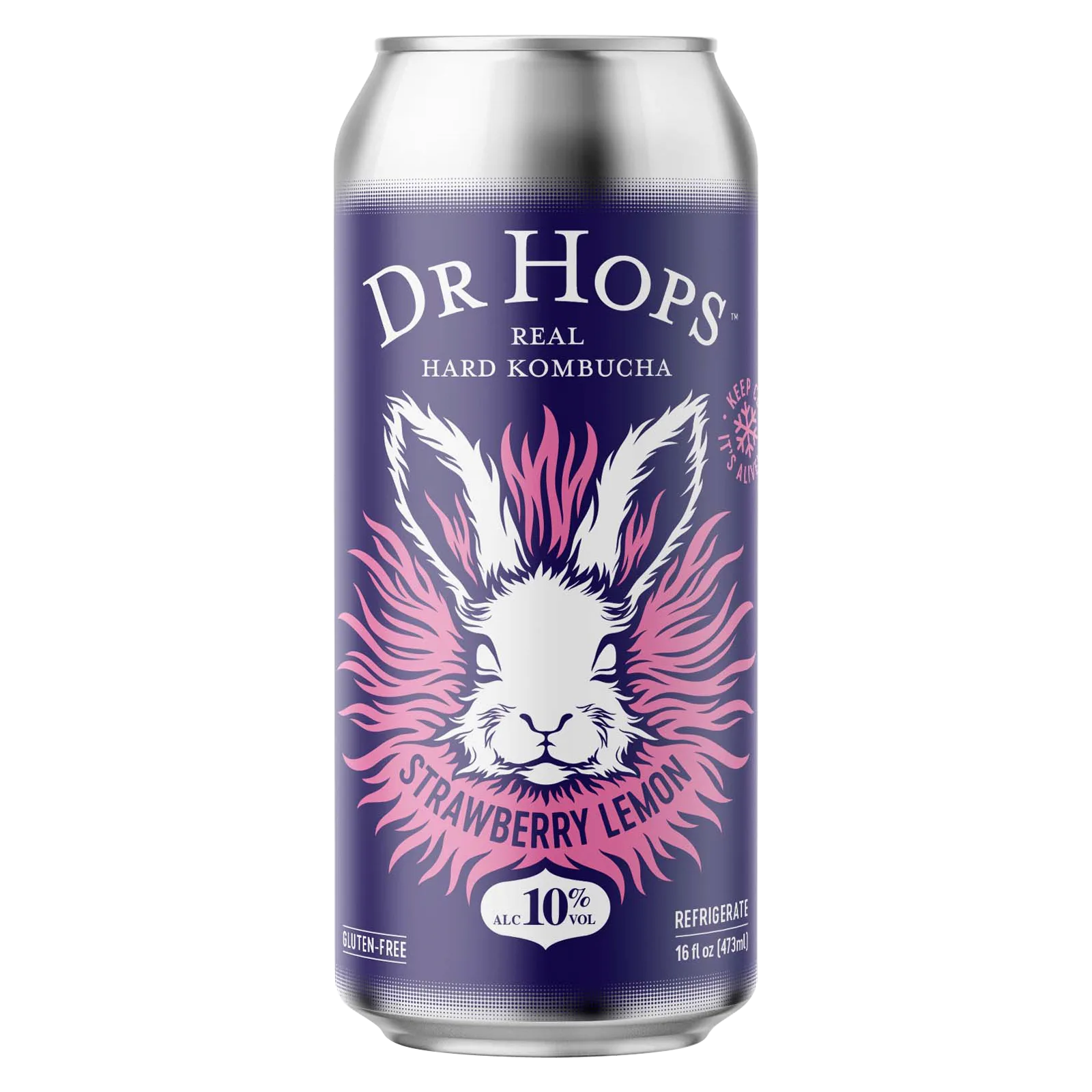 Dr Hops Kombucha Beer Strawberry Lemon Single 16oz Can