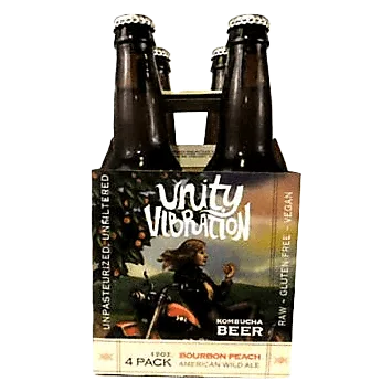 Unity Vibrations Bourbon Peach Kombucha Beer (4PKB 12 OZ)