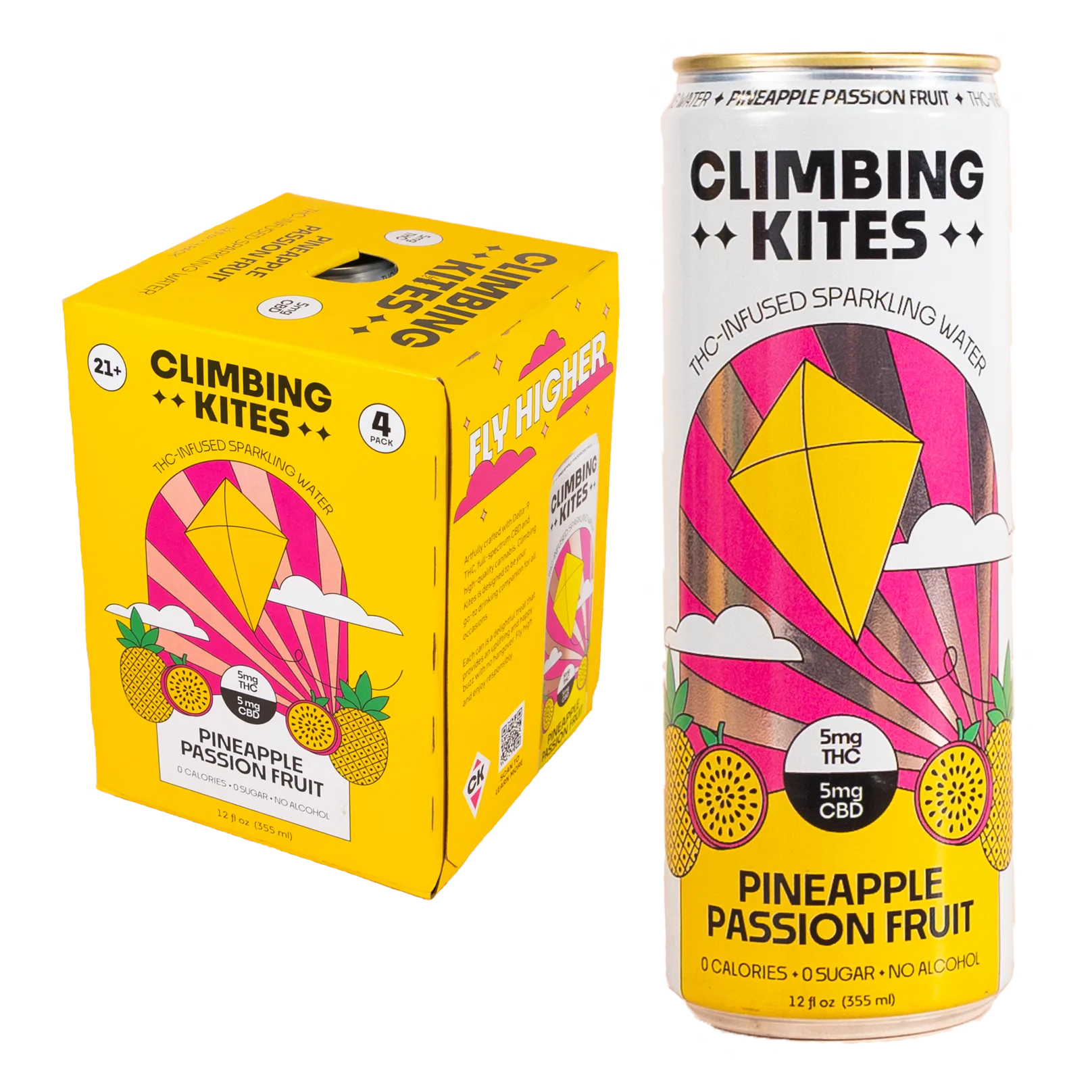 Climbing Kites Pineapple Passionfruit 5mg THC Sparkling Water 4pk Can- XL
