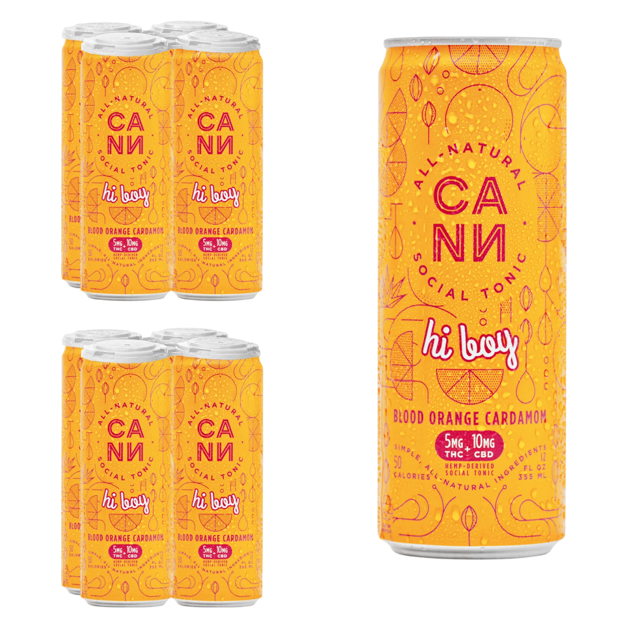 Cann Blood Orange Cardamom 5mg THC 10mg CBD Seltzer 8pk Can