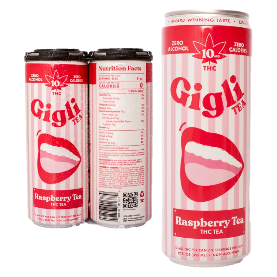 Gigli 10mg THC Raspberry Tea 4pk Can- XL