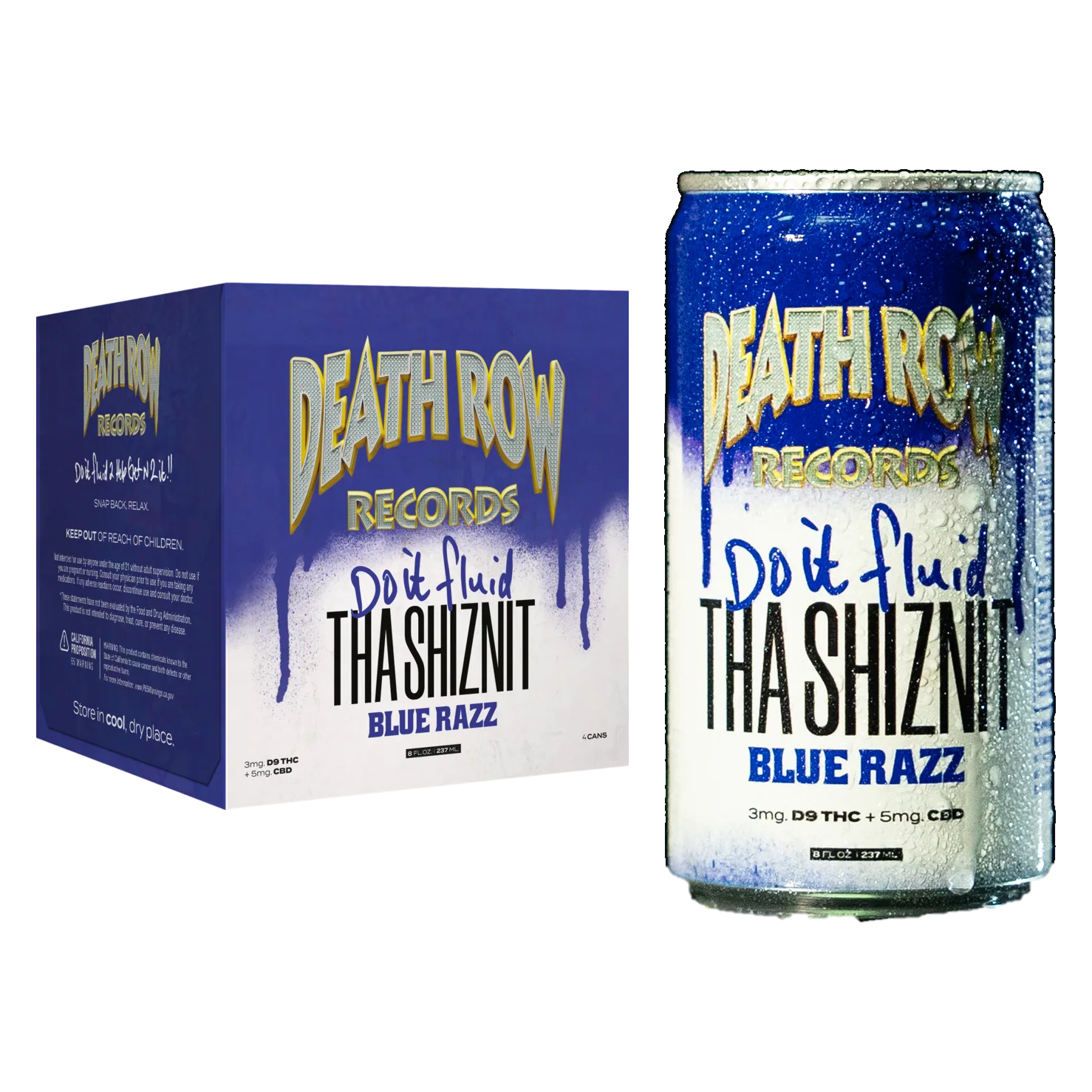 Death Row Records Do it Fluid Blue Razz 3mg THC + 5mg CBD Drink 4pk 8oz Can