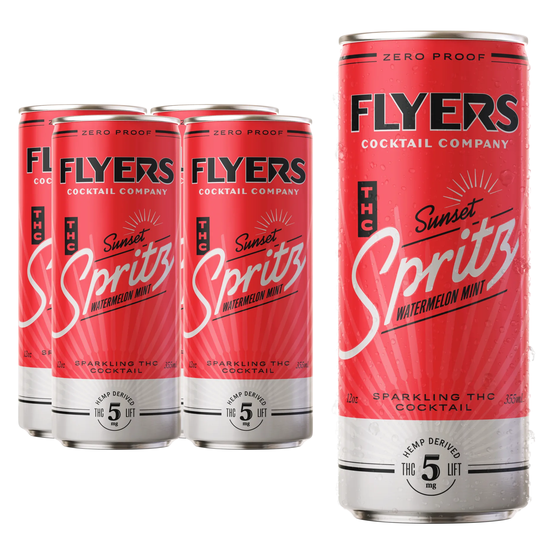 Flyers THC Watermelon Mint Sunset Spritz 5mg THC Cocktail 4pk Can