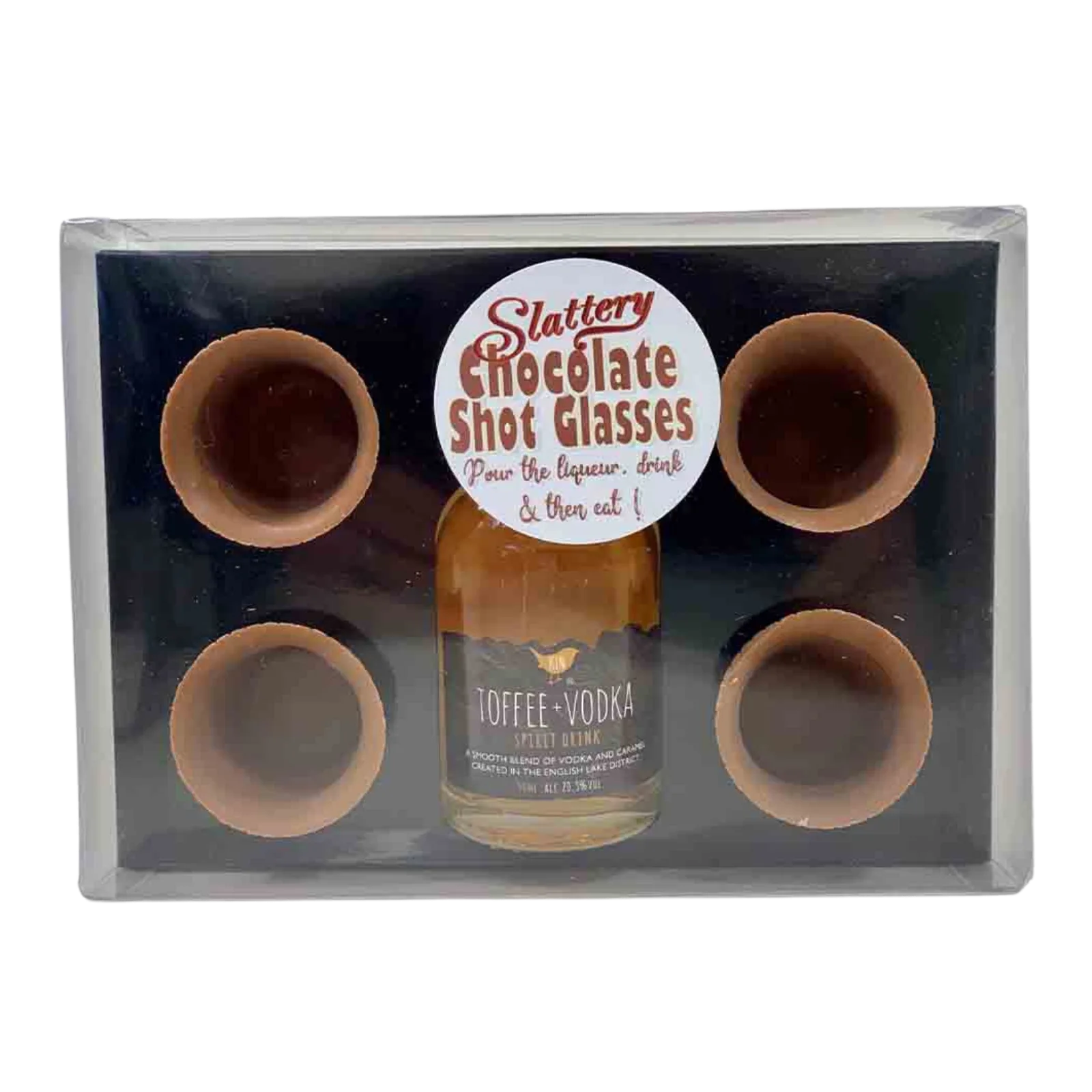 Slattery Chocolate Shot Glasses & Toffee Vodka 20.3% Abv, 240g