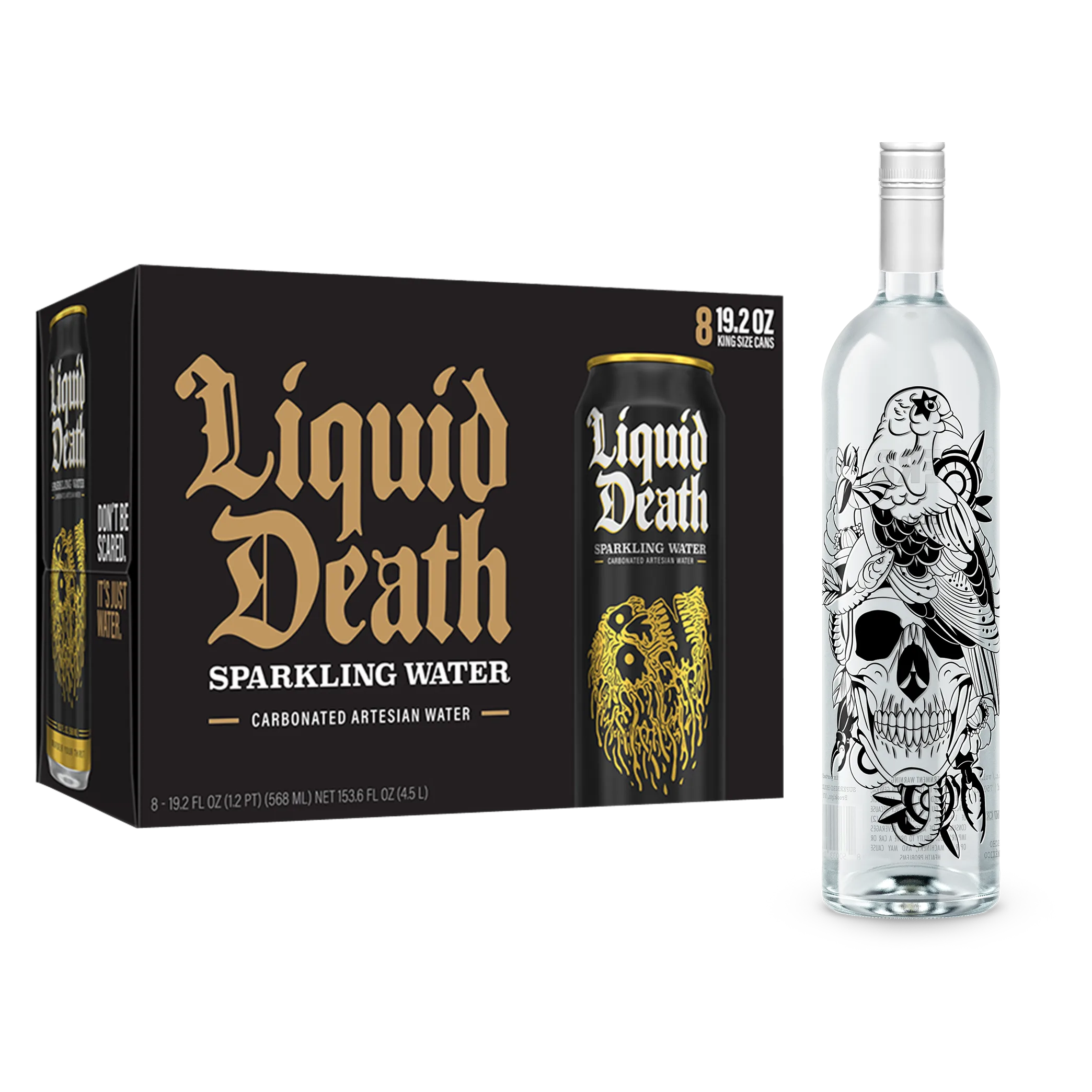 Superbird Blanco Tequila, Liquid Death Sparkling Water 8pk 19.2 oz King Size Cans