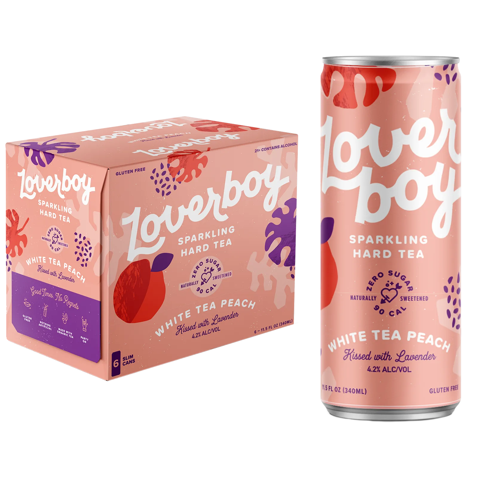 DNULoverboy White Tea Peach Sparkling Hard Tea 6pk 12oz Can 4.2% ABV
