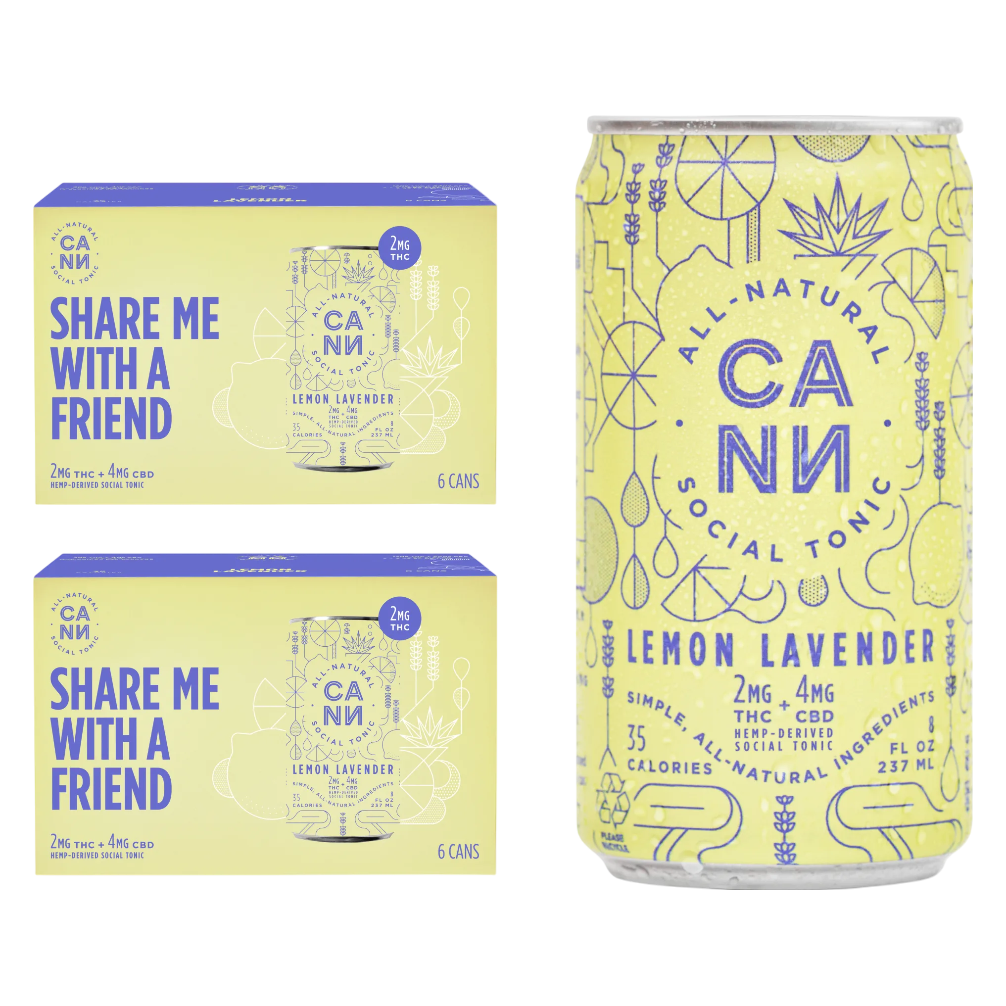 Cann Lemon Lavender 2mg THC 4mg CBD Seltzer 12pk 8oz Can
