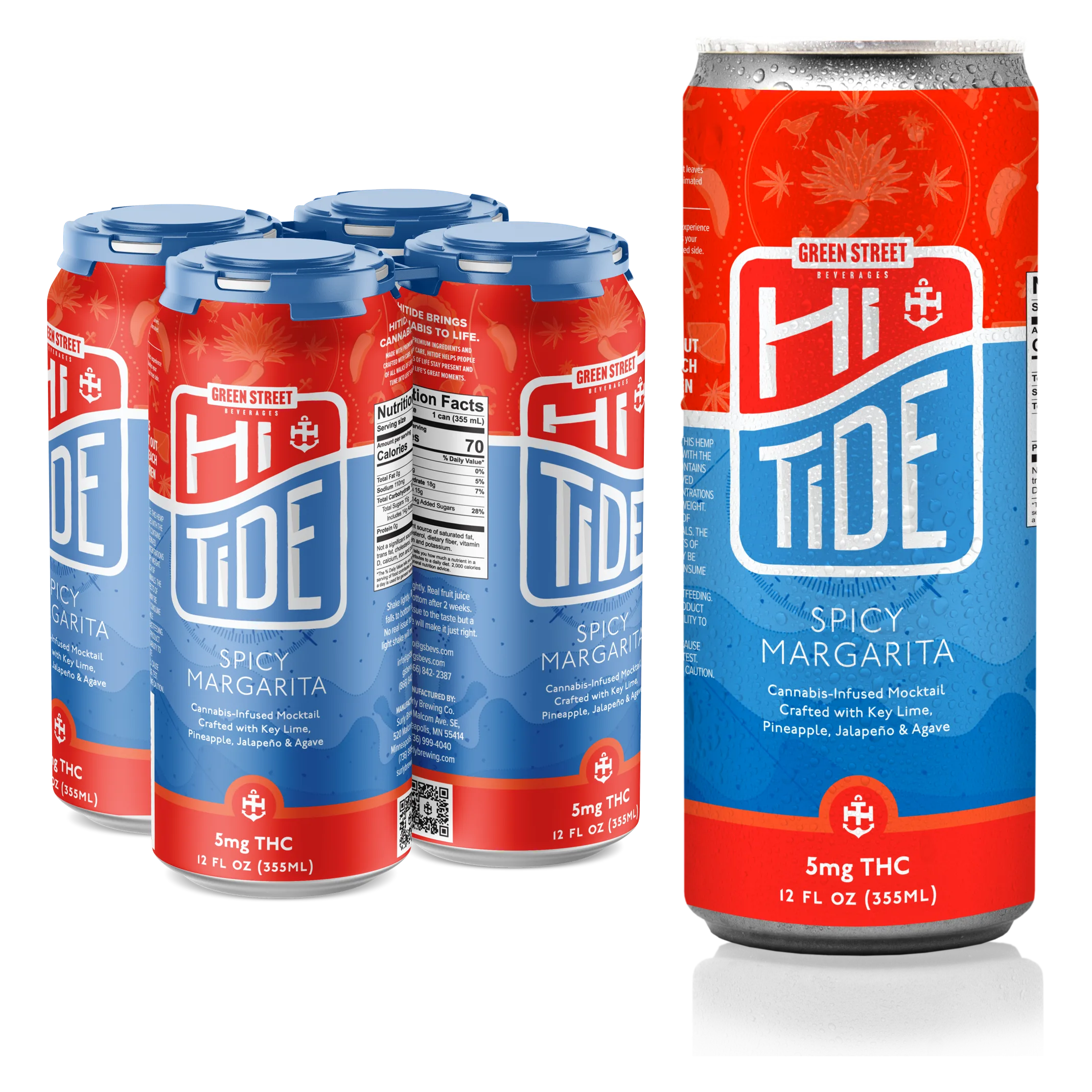 HiTide 5mg THC Spicy Margarita 4pk Can