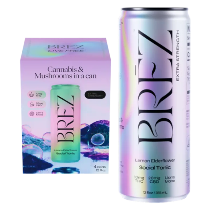 BREZ Extra Strength 10mg THC 2200mg Lions Mane Social Tonic 8pk Can