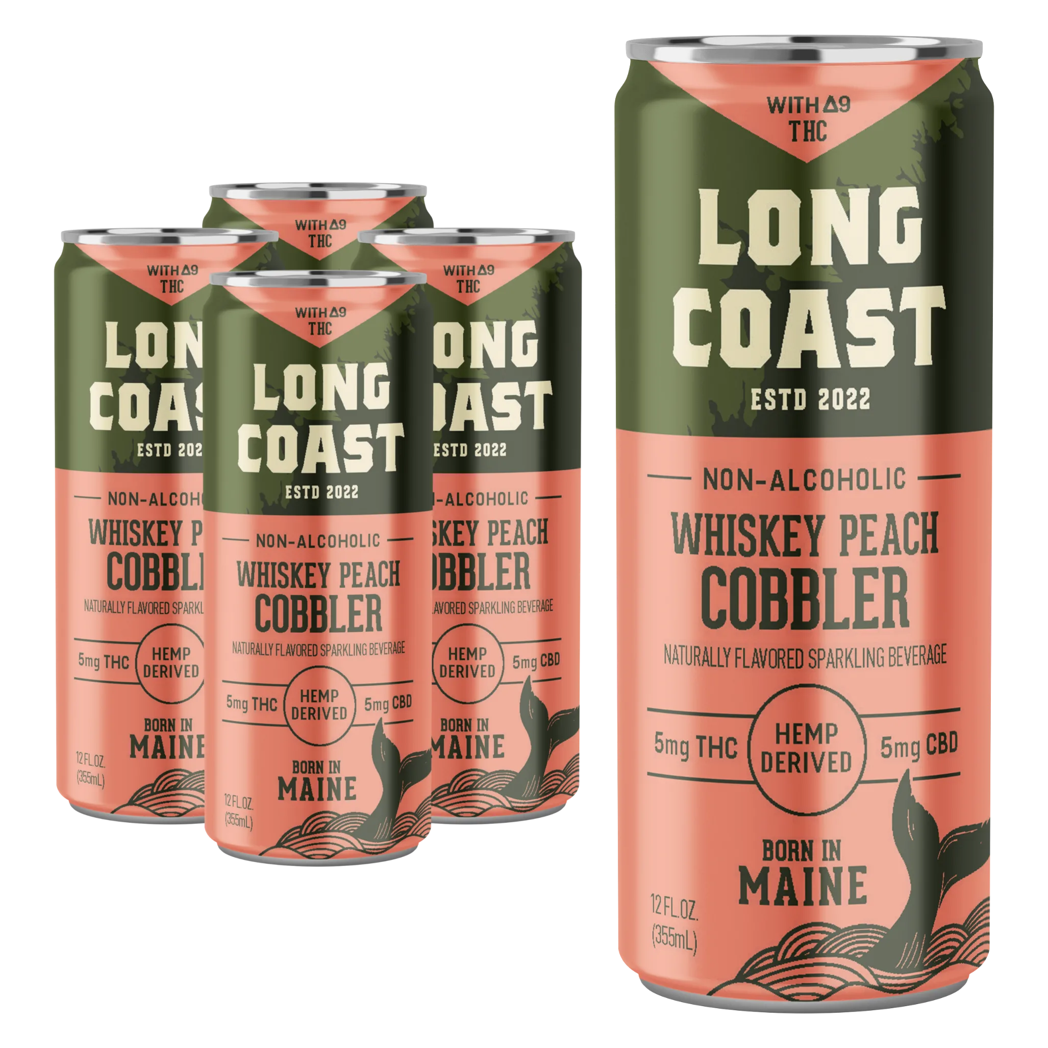Long Coast THC 5mg Whiskey Peach Cobbler Cocktail 4pk Can