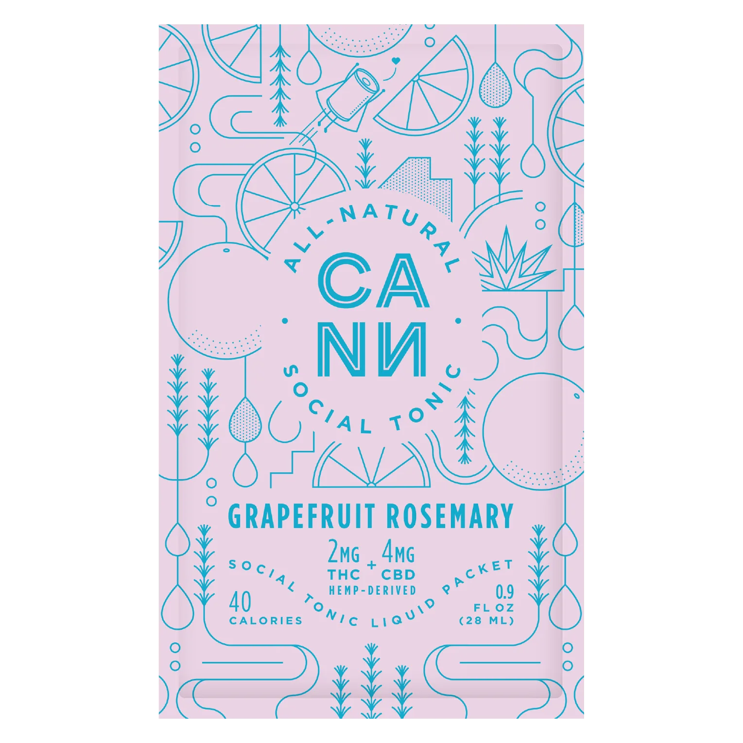 Cann 2mg THC Grapefruit Rosemary Liquid Packets 0.9oz Packet