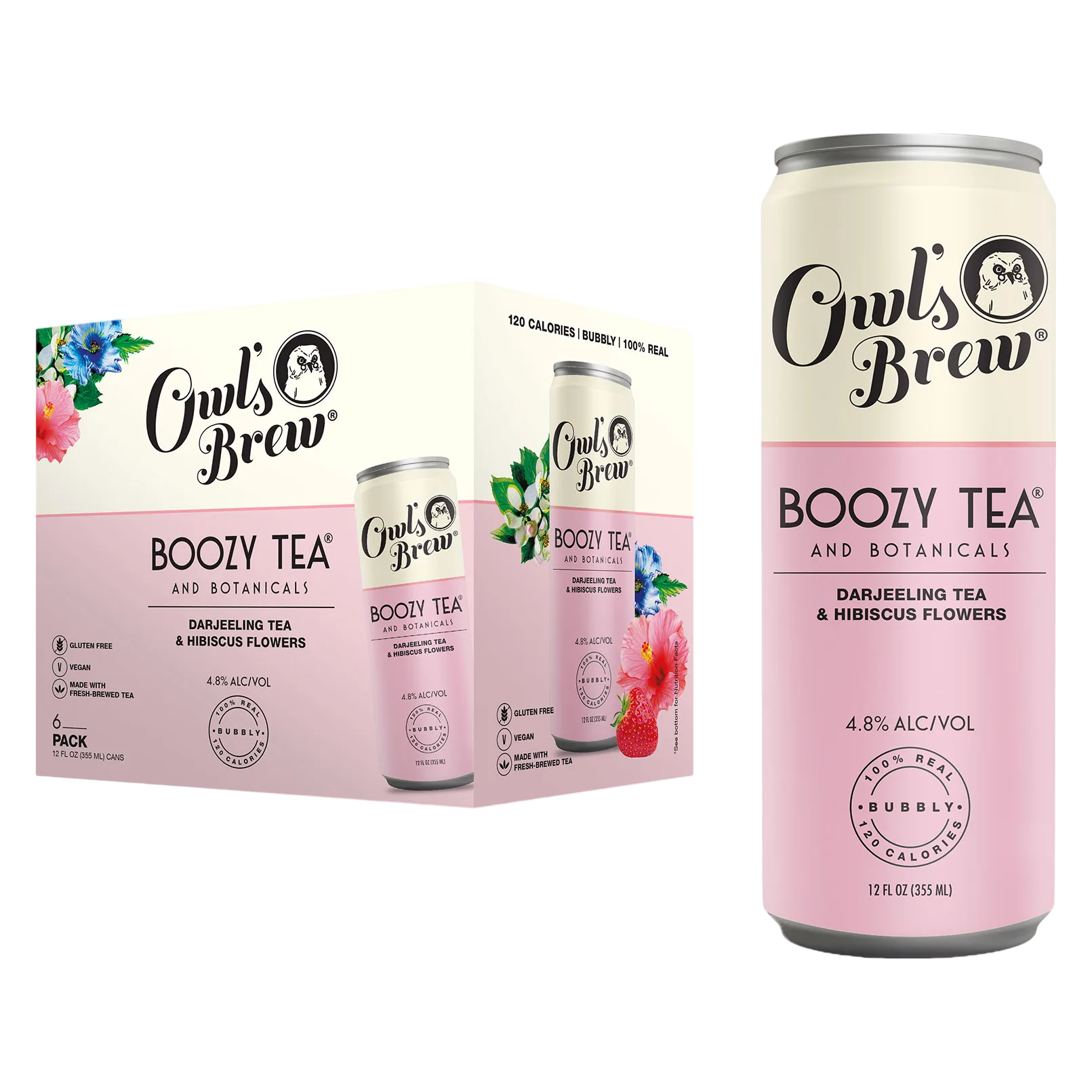Owl's Brew Pink Boozy Tea 6pk 12oz Can 4.8% ABV