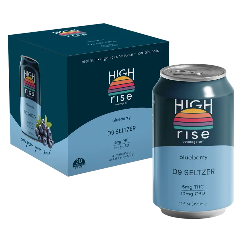 High Rise Blueberry 5mg THC Seltzer 4pk Can