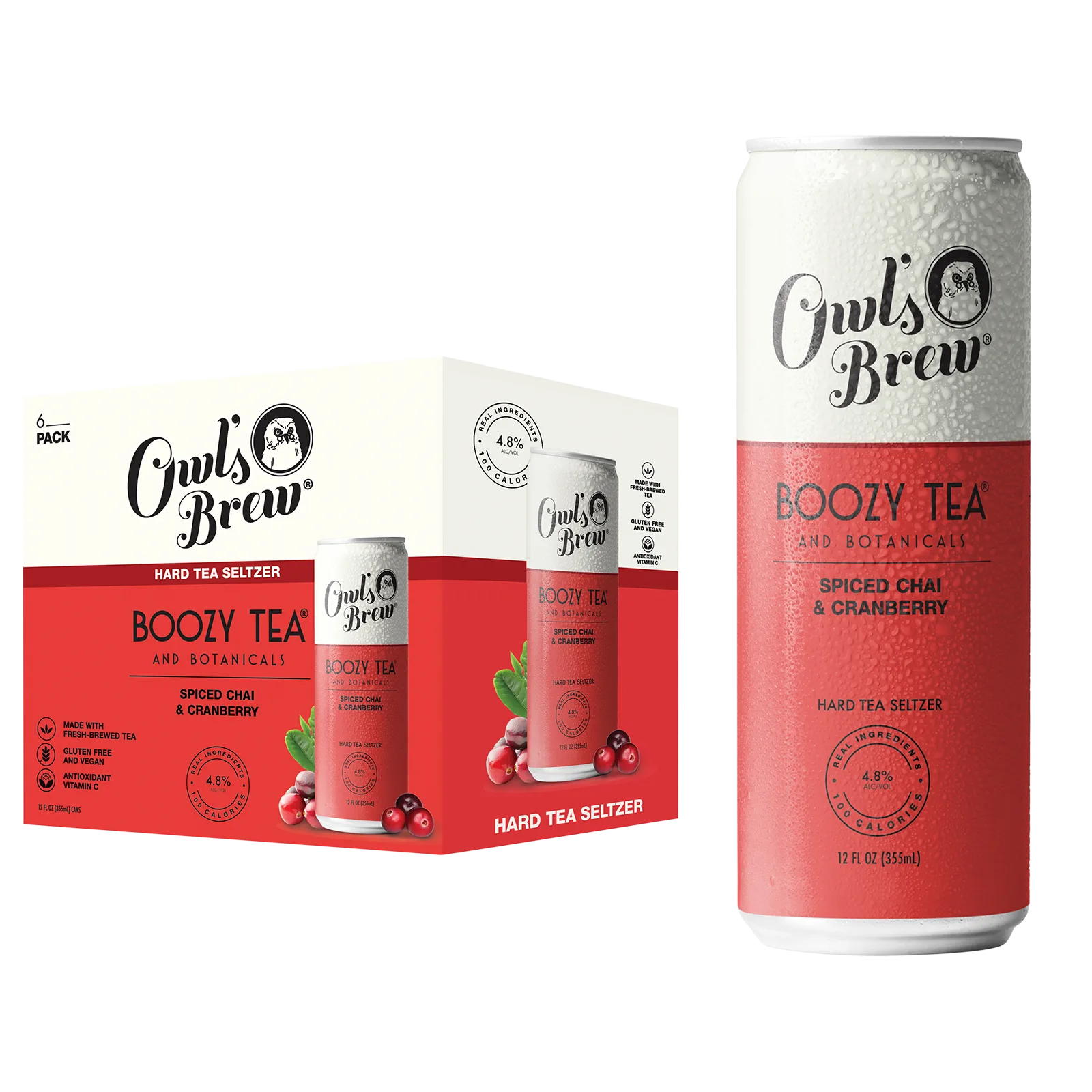 Owl's Brew Boozy Tea Spiced Chai & Cranberry 6pk 12oz Can 4.8% ABV