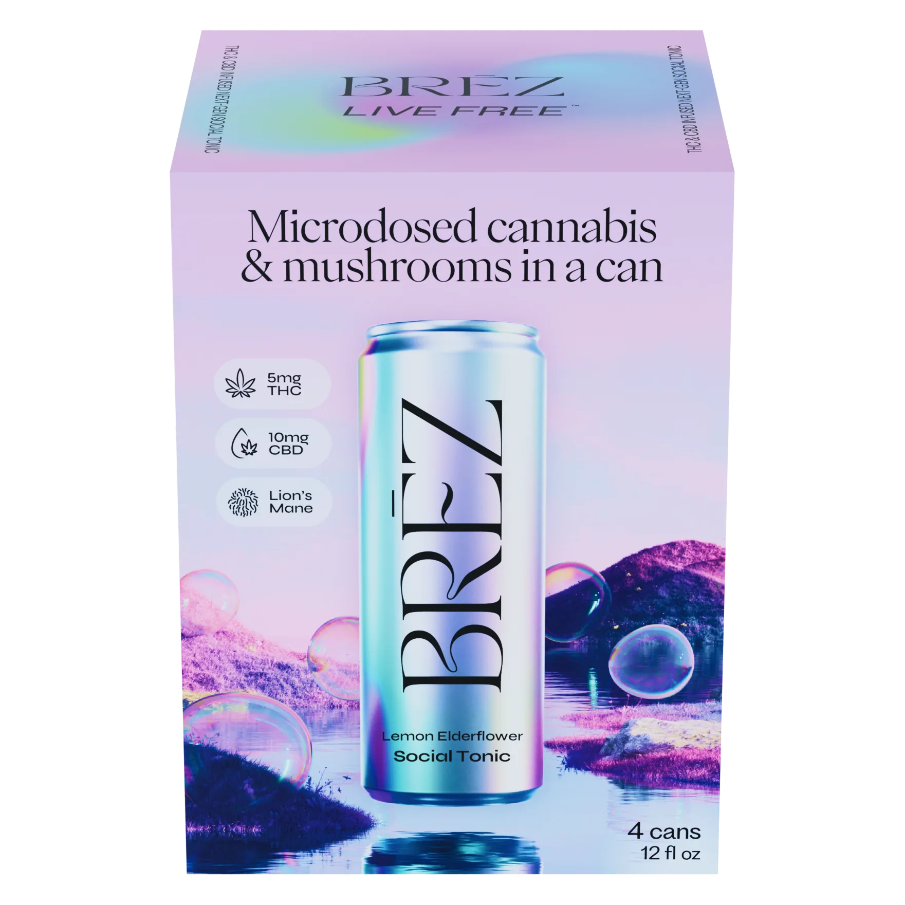 Brez Double Original Cannabis & Lions Mane Social THC Tonic 24pk Can 5mg THC, 10mg CBD, Lemon Elderflower