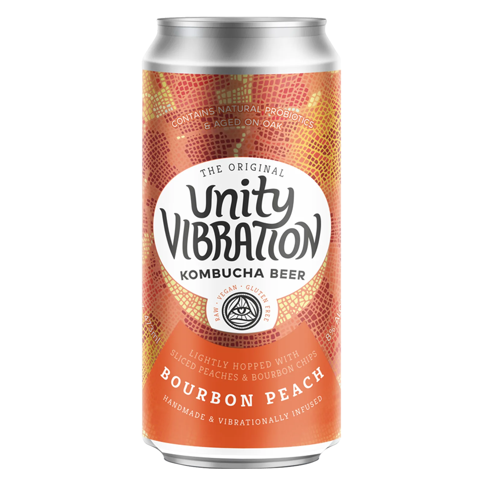 Unity Vibration Kombucha Beer Bourbon Peach Single 16oz Can
