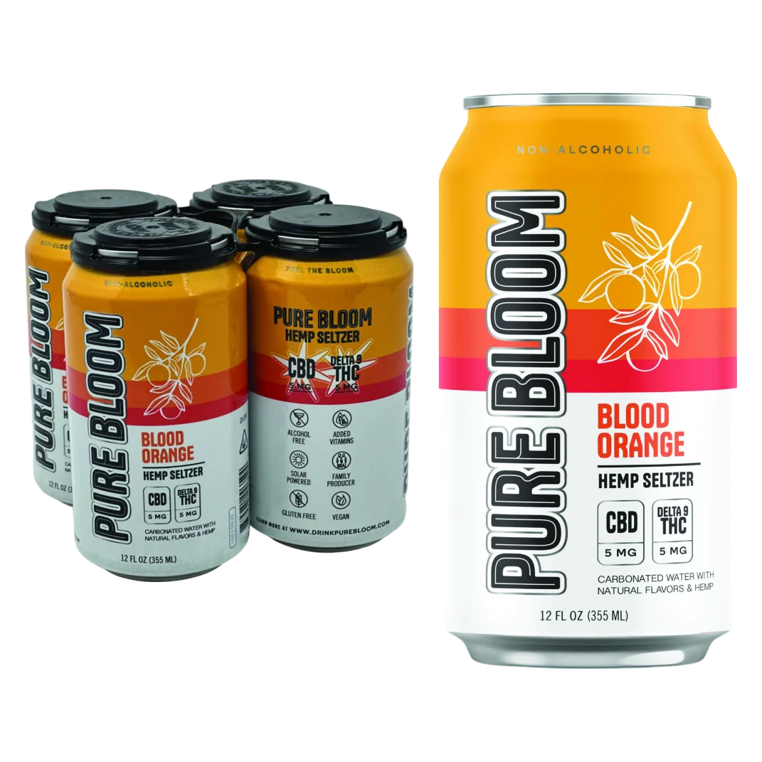 Pure Bloom Blood Orange 5mg THC Seltzer 4pk Cans