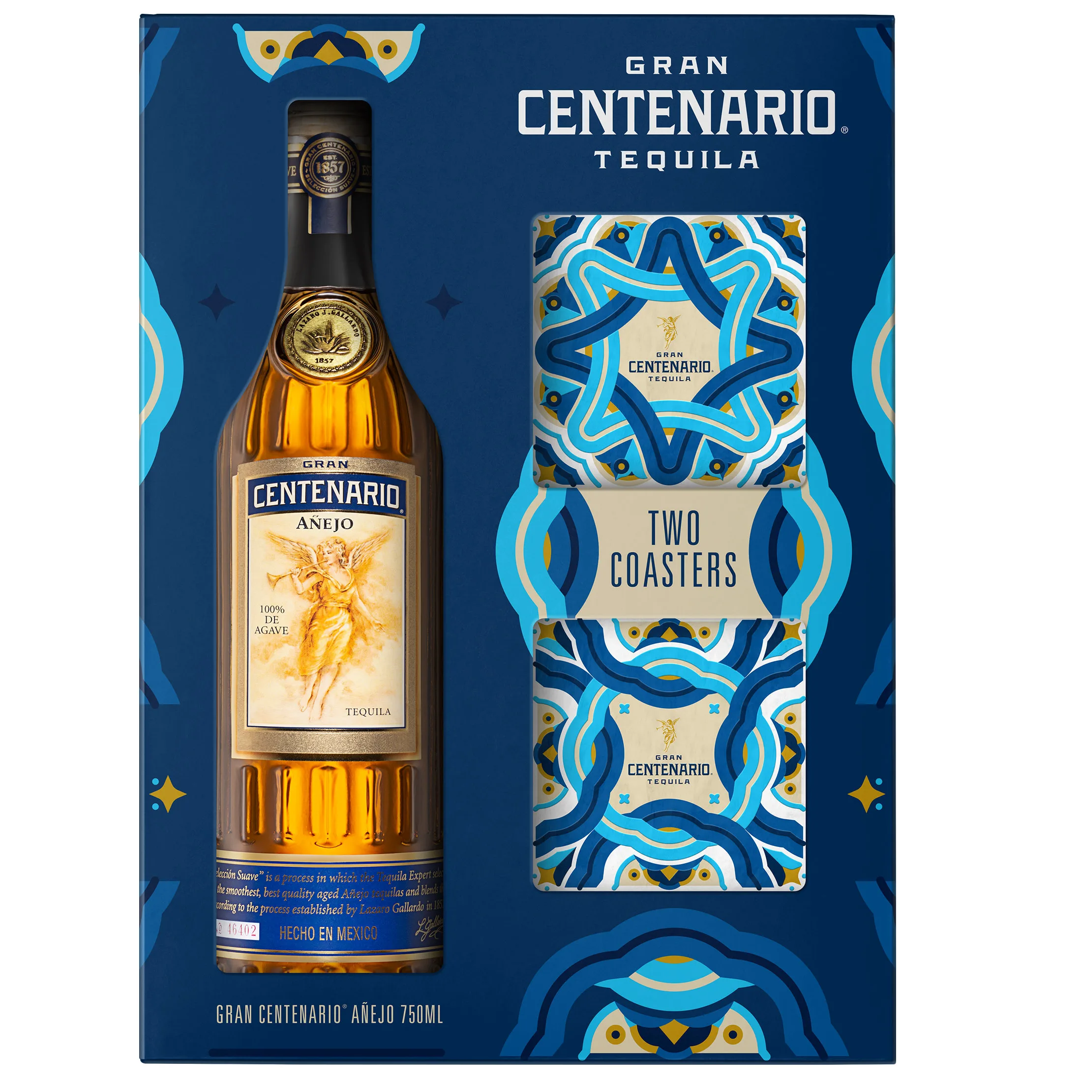 Gran Centenario Añejo with Two Ceramic Coasters Tequila (80 Proof