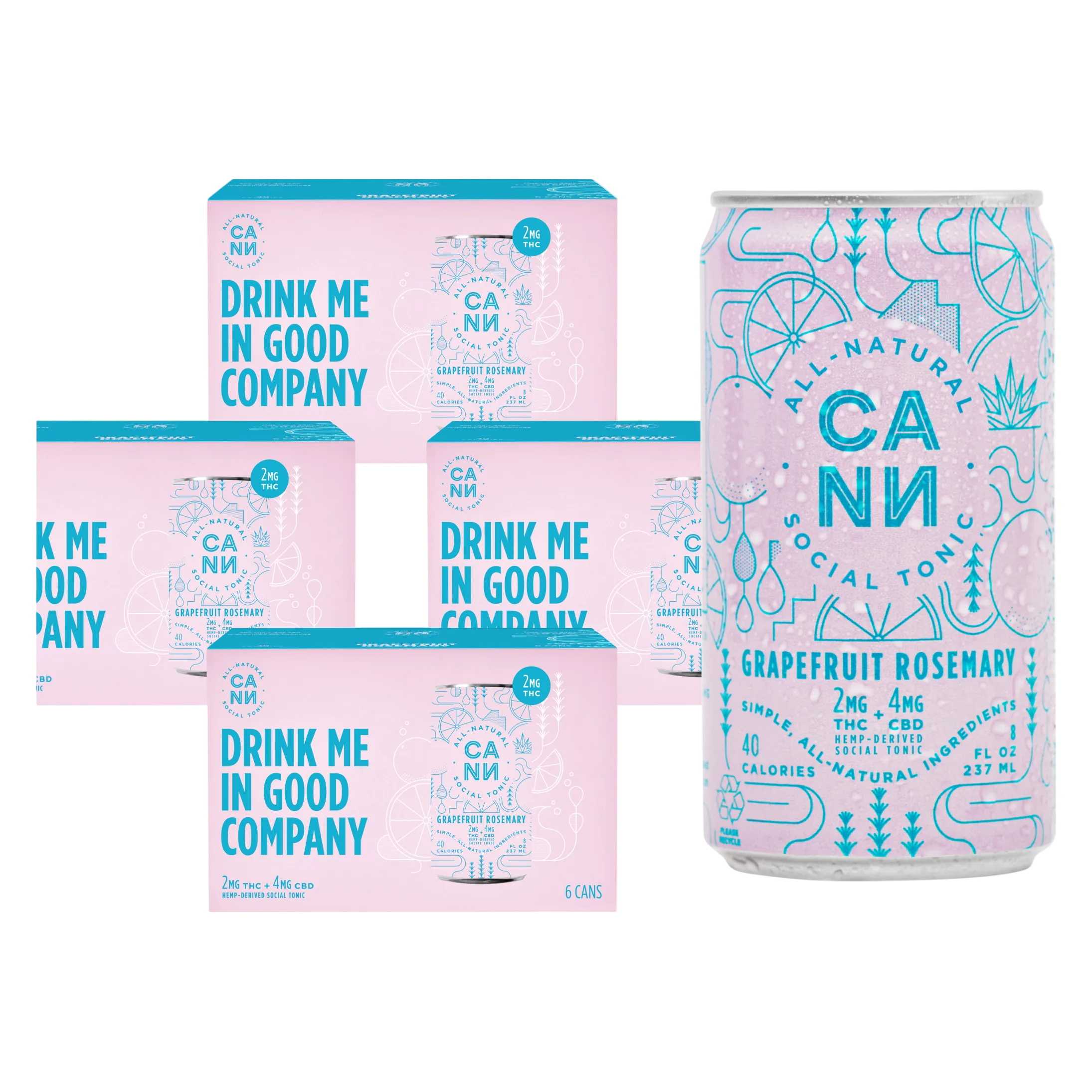 Cann Grapefruit Rosemary 2mg THC 4mg CBD Seltzer 24pk 8oz Can