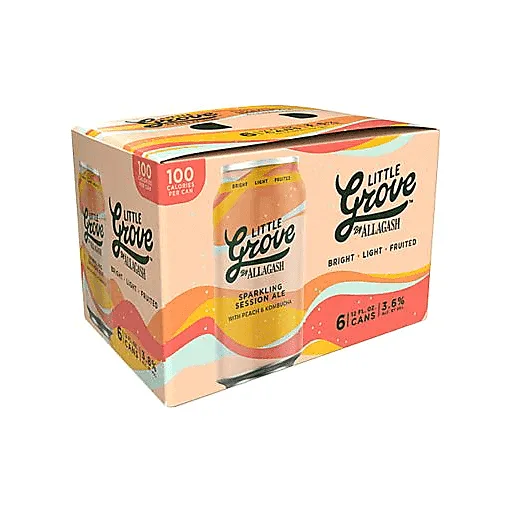 Allagash Little Grove Sparkling Session Ale with Peach and Kombucha 6pk 12oz Can 3.6% ABV