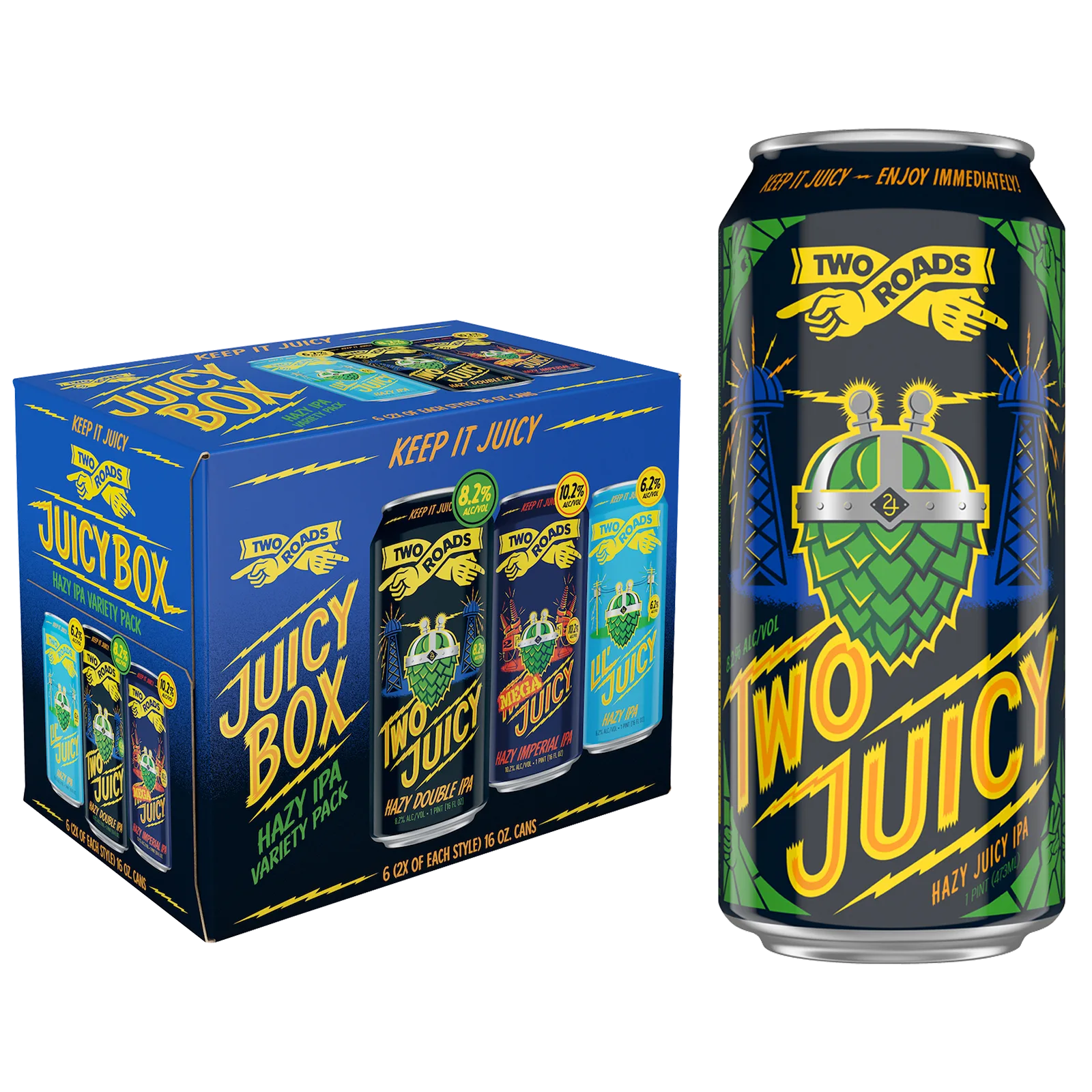 Two Roads Juicy Box Hazy IPA Variety Pack 6pk 16oz Can 8.2% ABV