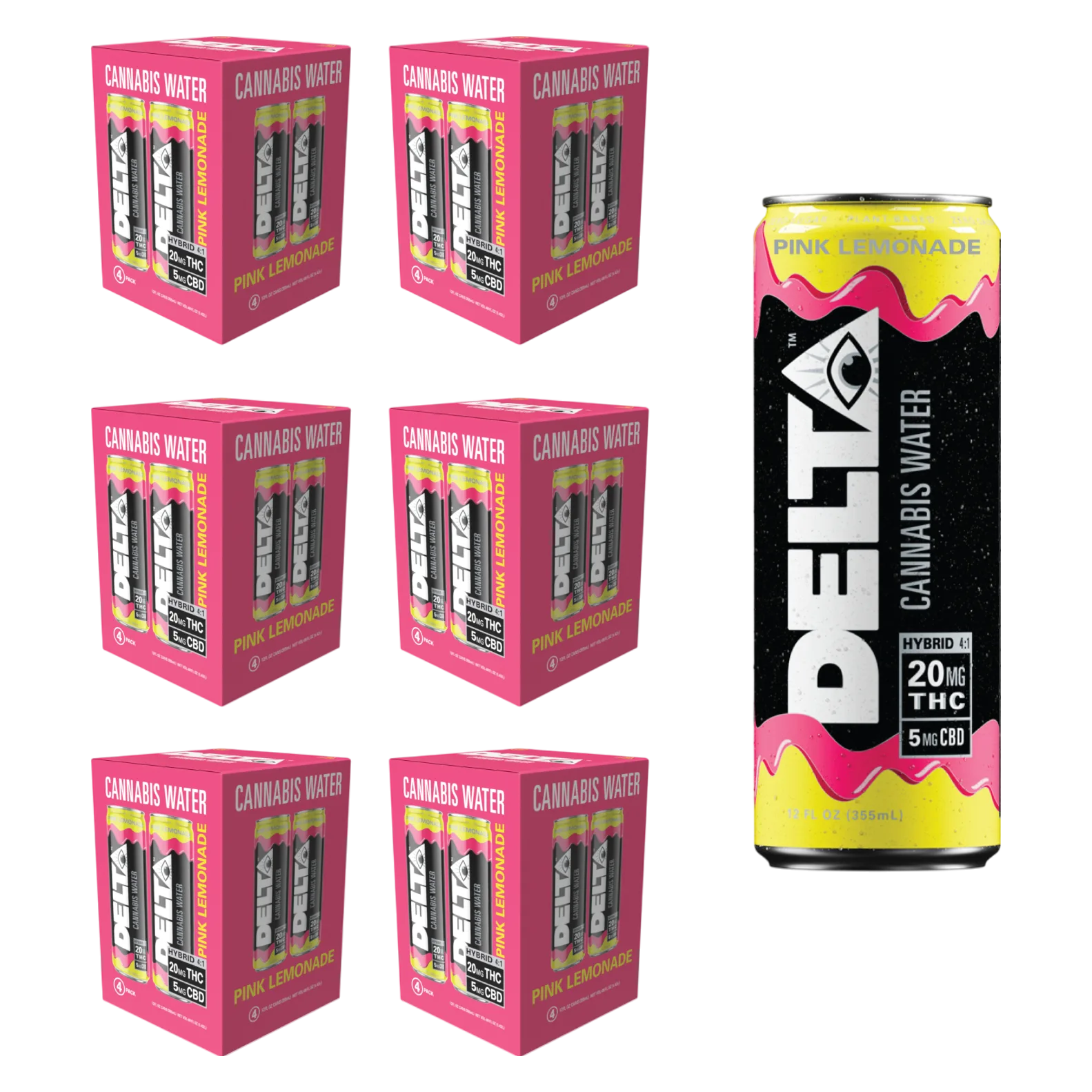 Delta 20mg THC Pink Lemonade Cannabis Water 24pk Can