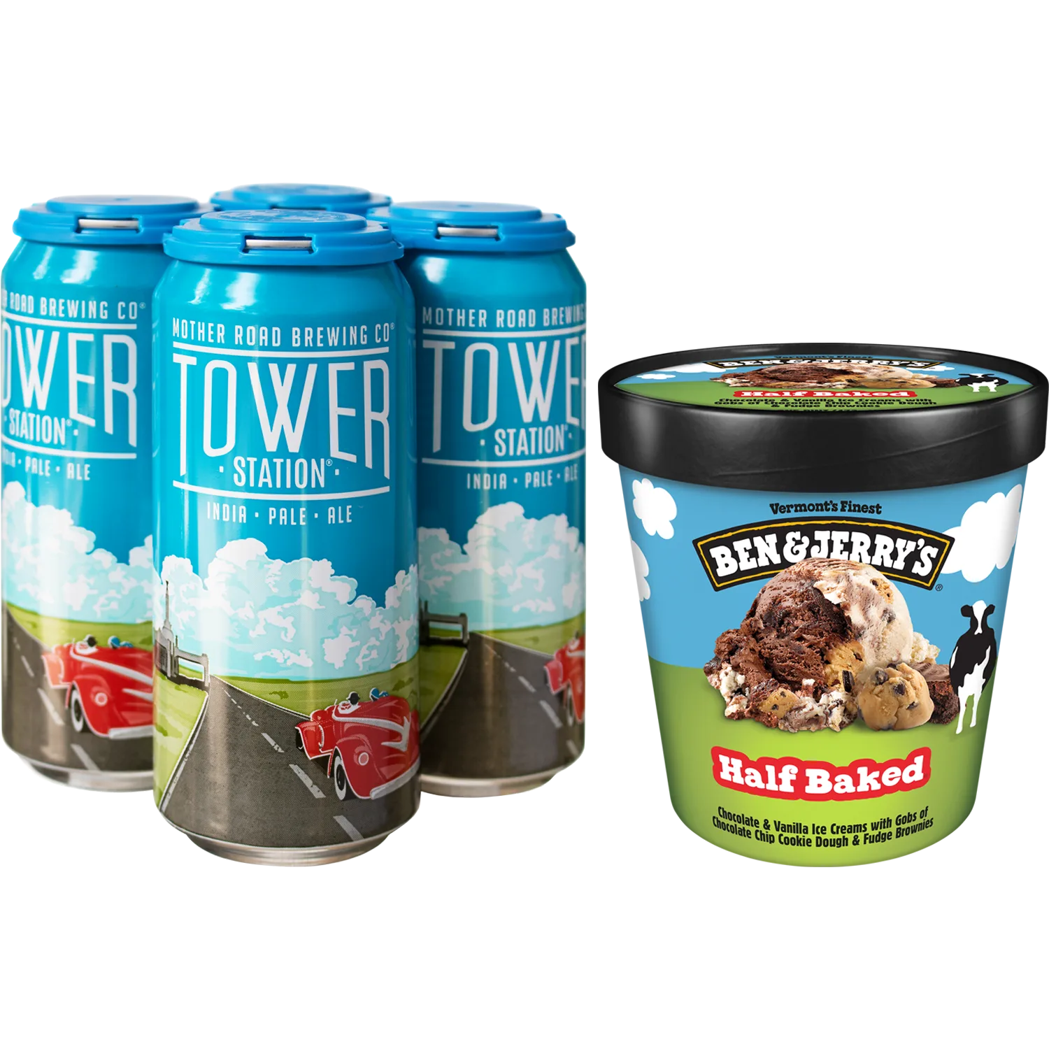 Mother Road Tower Station IPA and Ben & Jerry's Half Baked Ice Cream Bundle