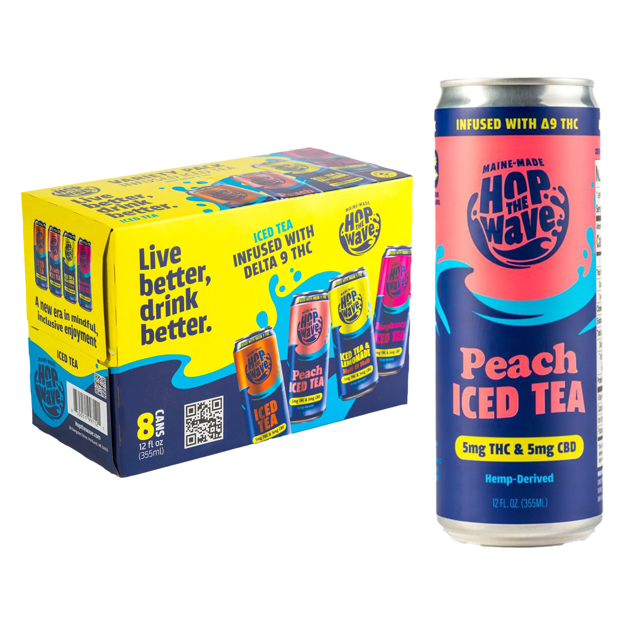 Hop The Wave THC 5mg Variety Pack Teas 8pk Can
