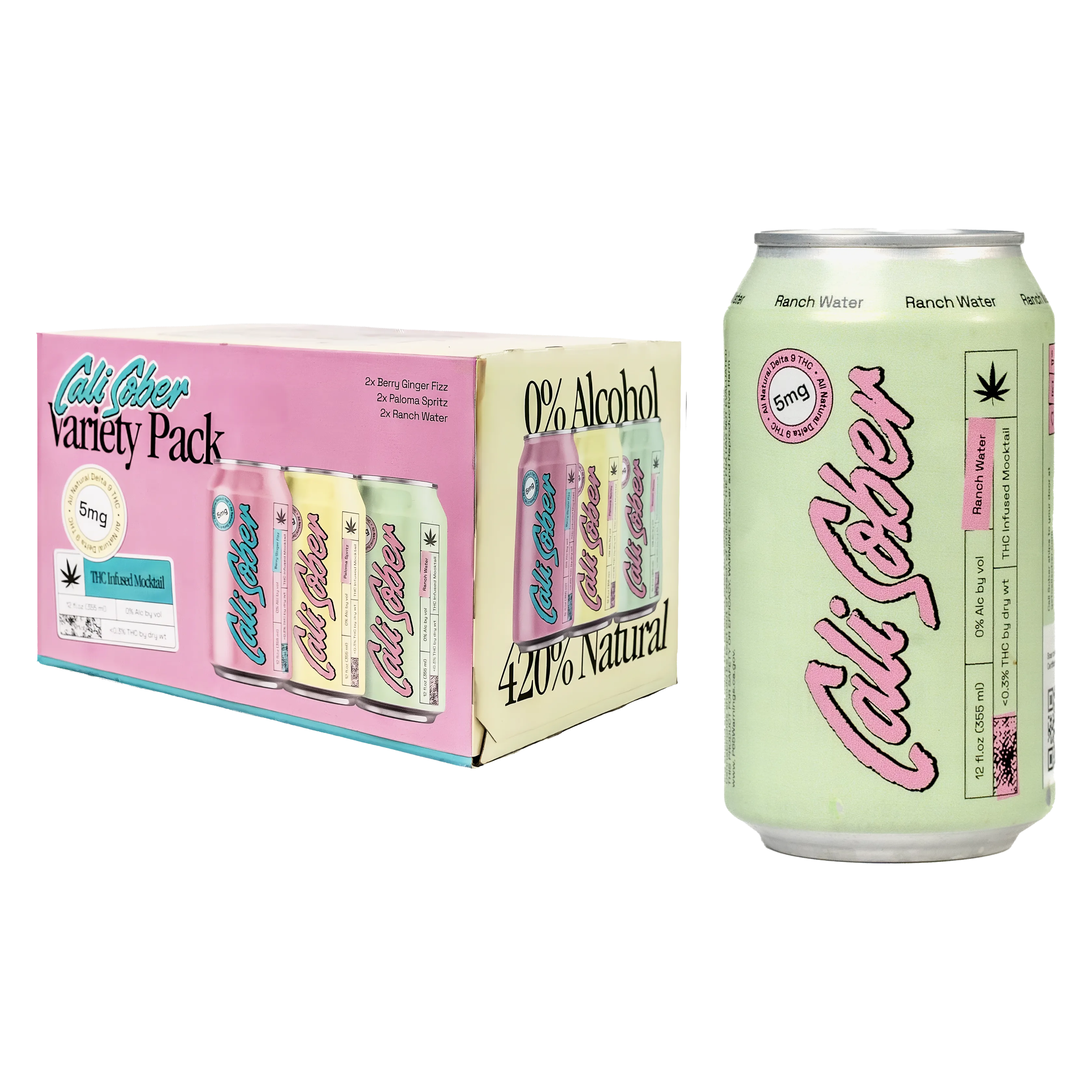 Cali Sober 5mg THC Variety Pack 6pk Can