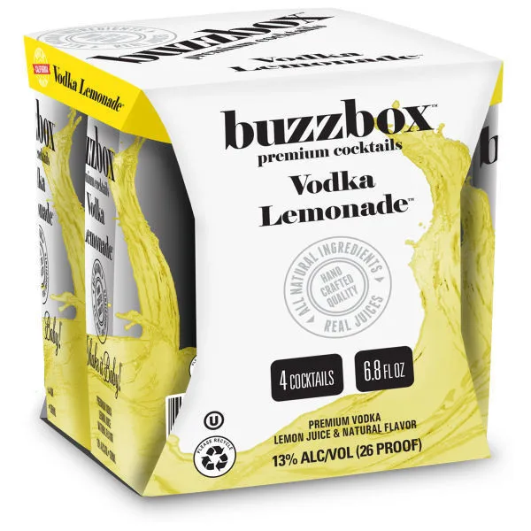 Buzzbox Vodka Lemonade Cocktails 4 Pack 200Ml