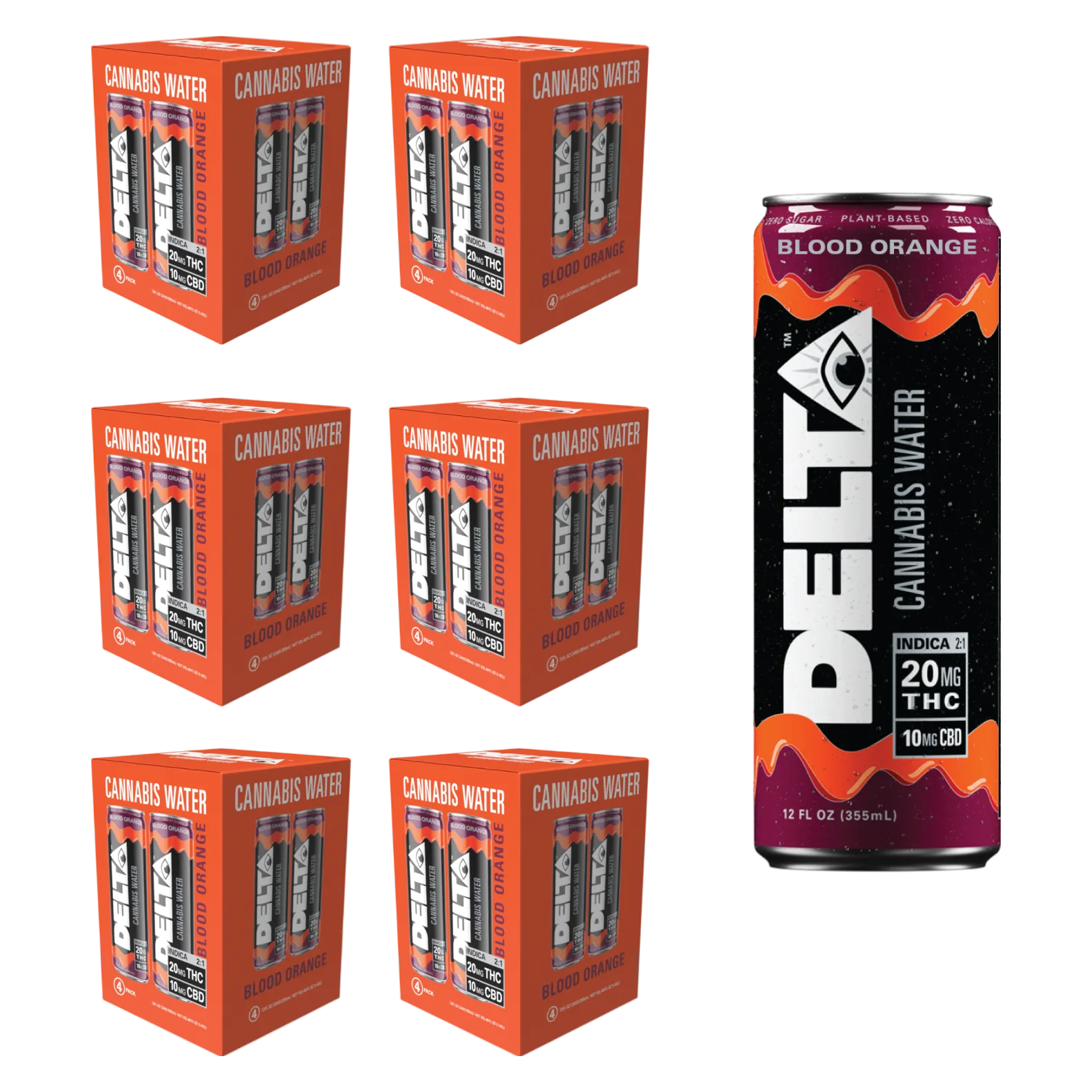 Delta 20mg THC Blood Orange Cannabis Water 24pk Can
