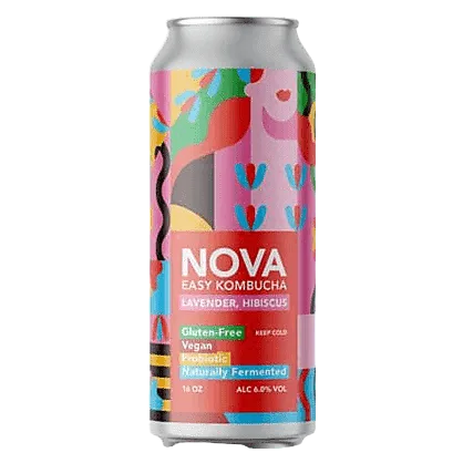 NOVA Easy Kombucha Hibiscus Lavender Single 16oz Can