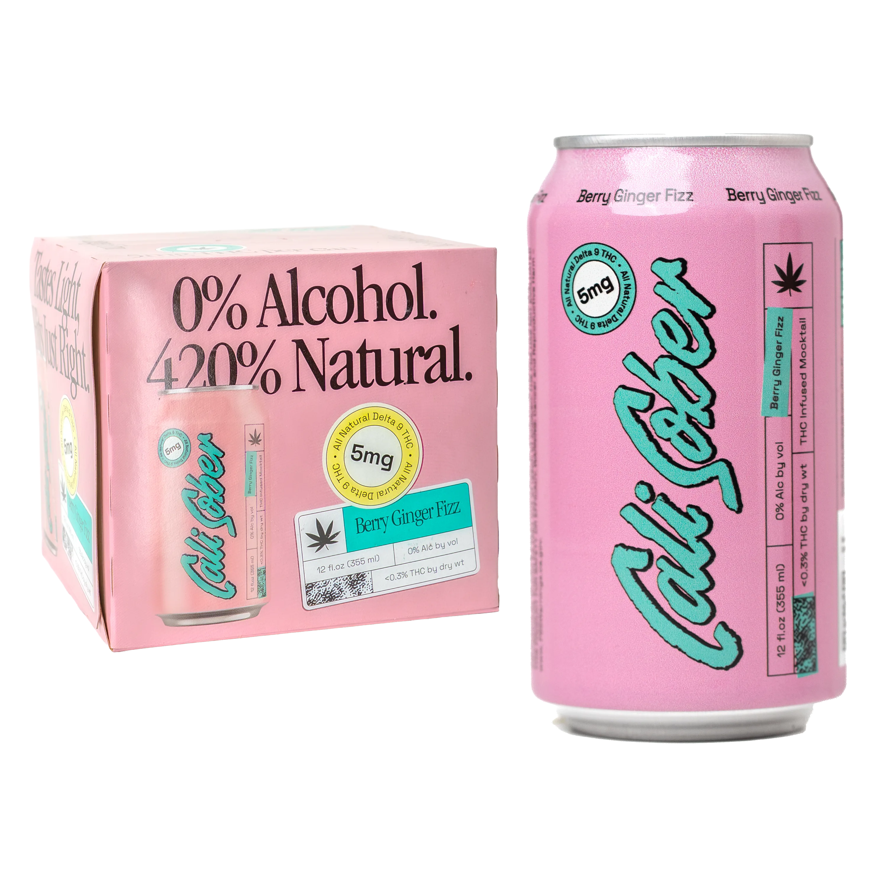 Cali Sober 5mg THC Berry Ginger Fizz 4pk Can