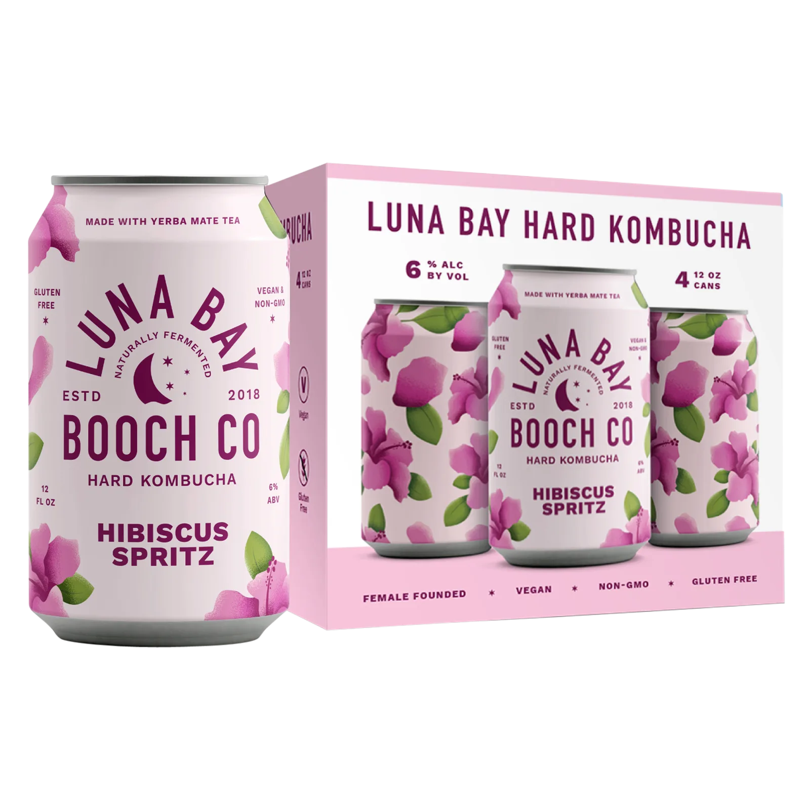 Luna Bay Hibiscus Lavender Hard Kombucha 4pk 12oz Can 6.0% ABV