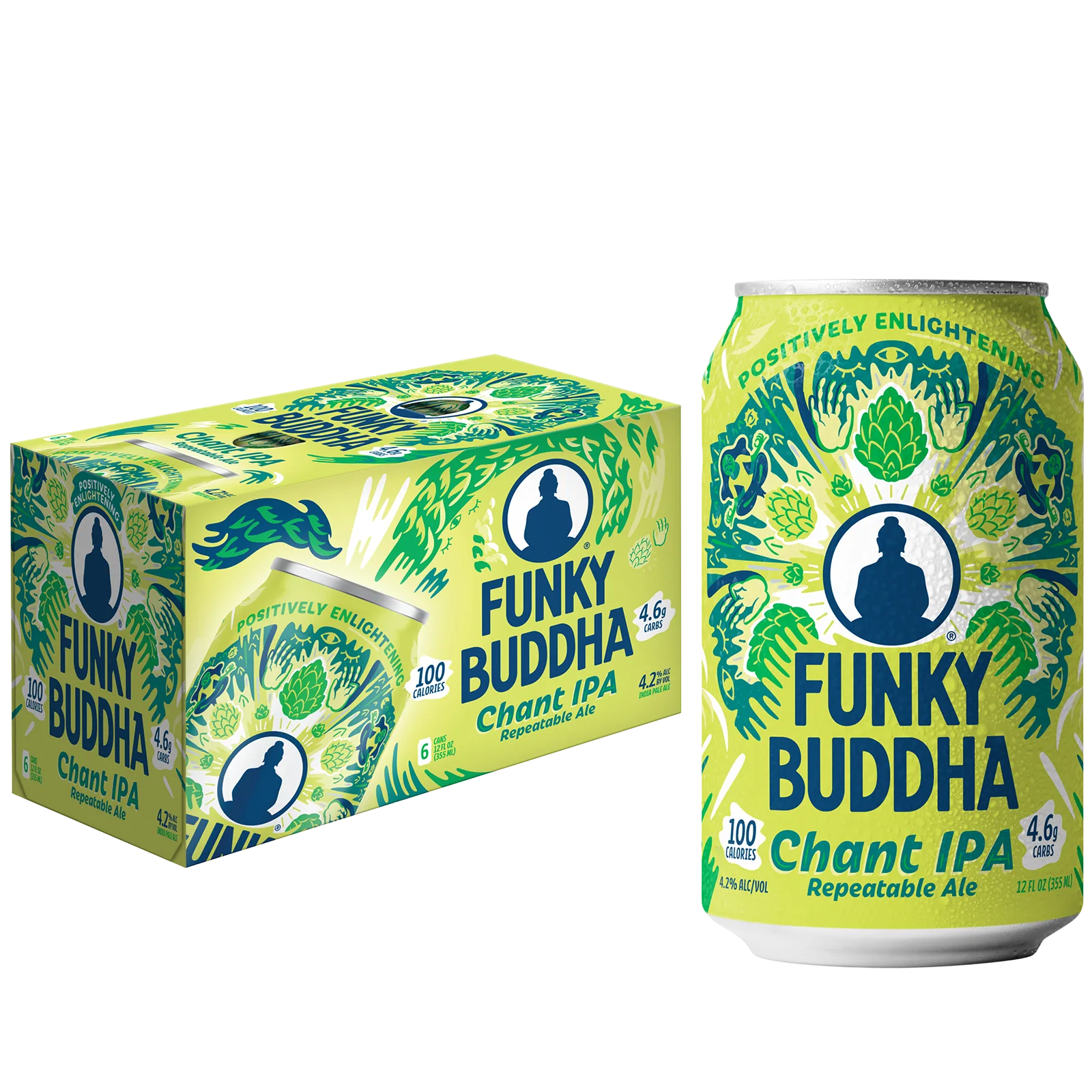 Funky Buddha Chant Session IPA Craft Beer, 6 pk, cans, 4.2% ABV