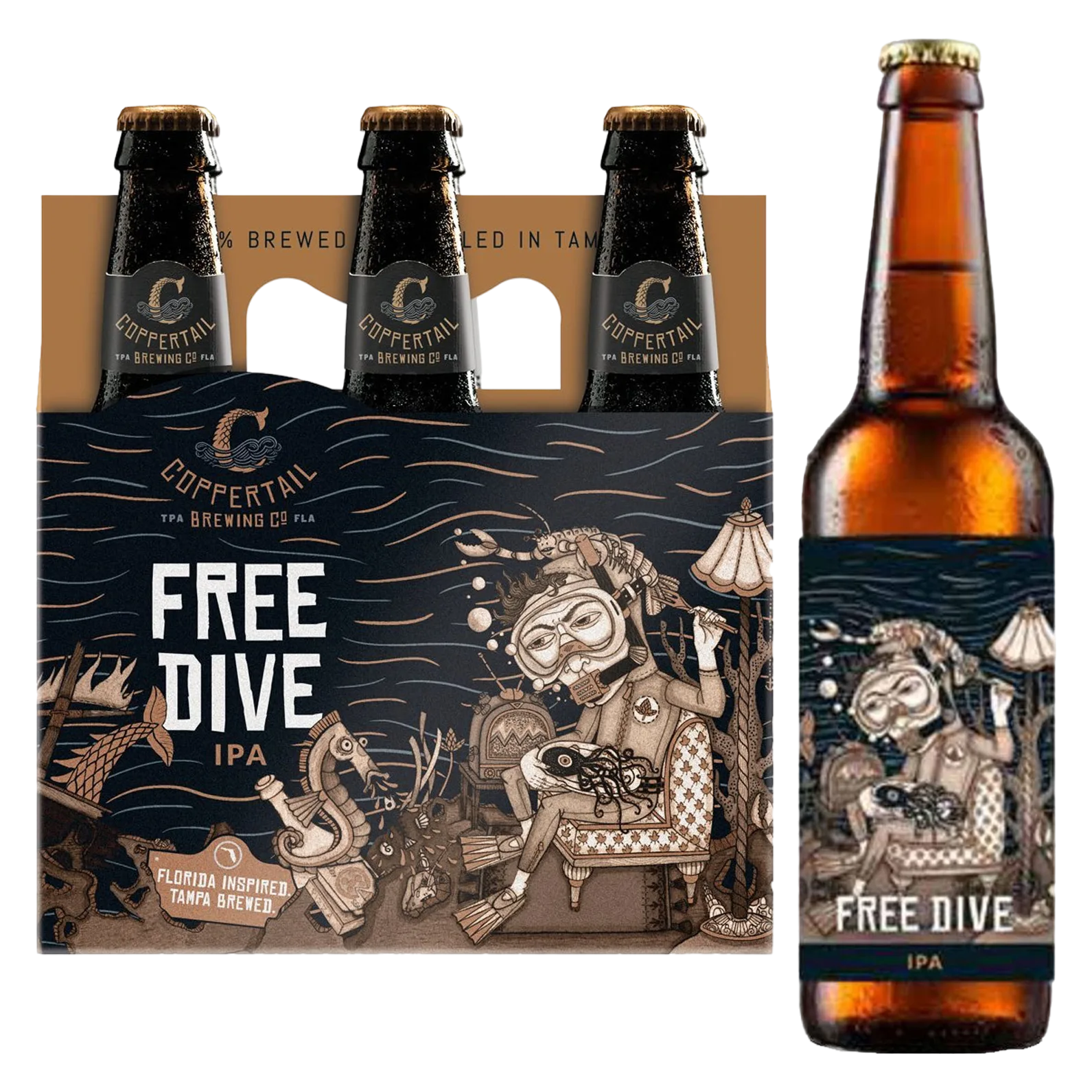 Coppertail Free Dive IPA 6pk Btl 5.9% ABV