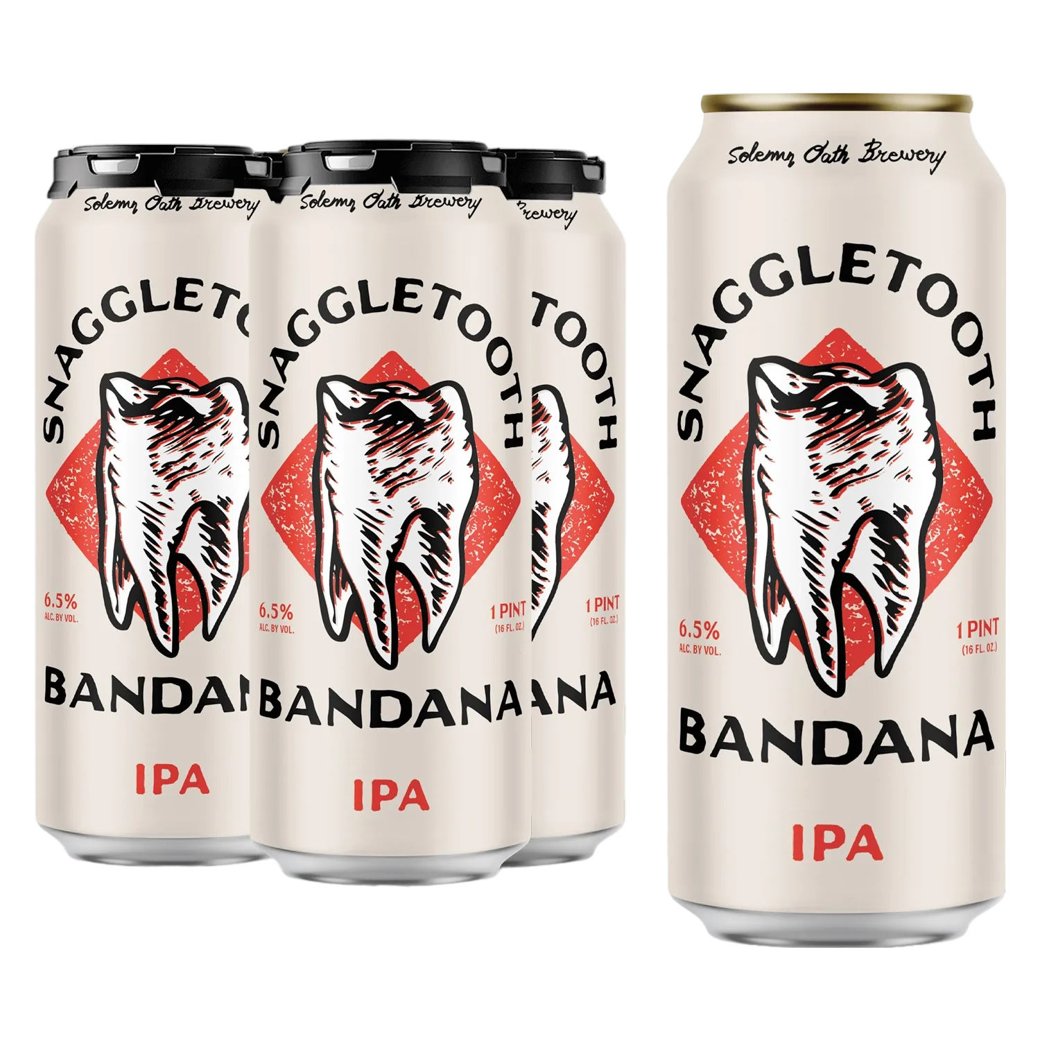 Solemn Oath Snaggletooth Bandana IPA 4pk 16oz Can 6.5% ABV