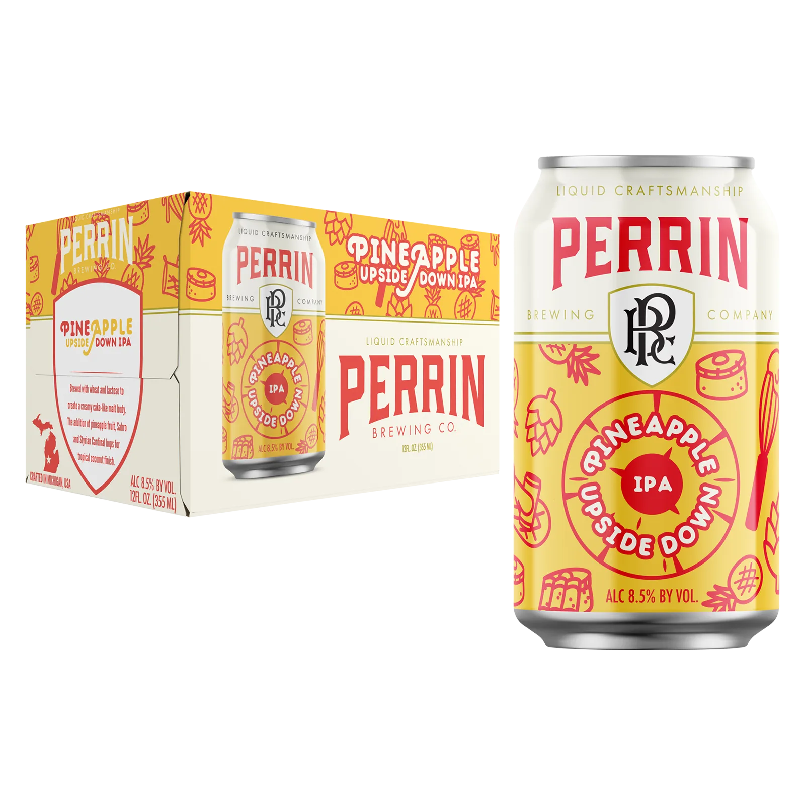 Perrin Brewing Pineapple Upside Down IPA 6pk Can 8.5% ABV