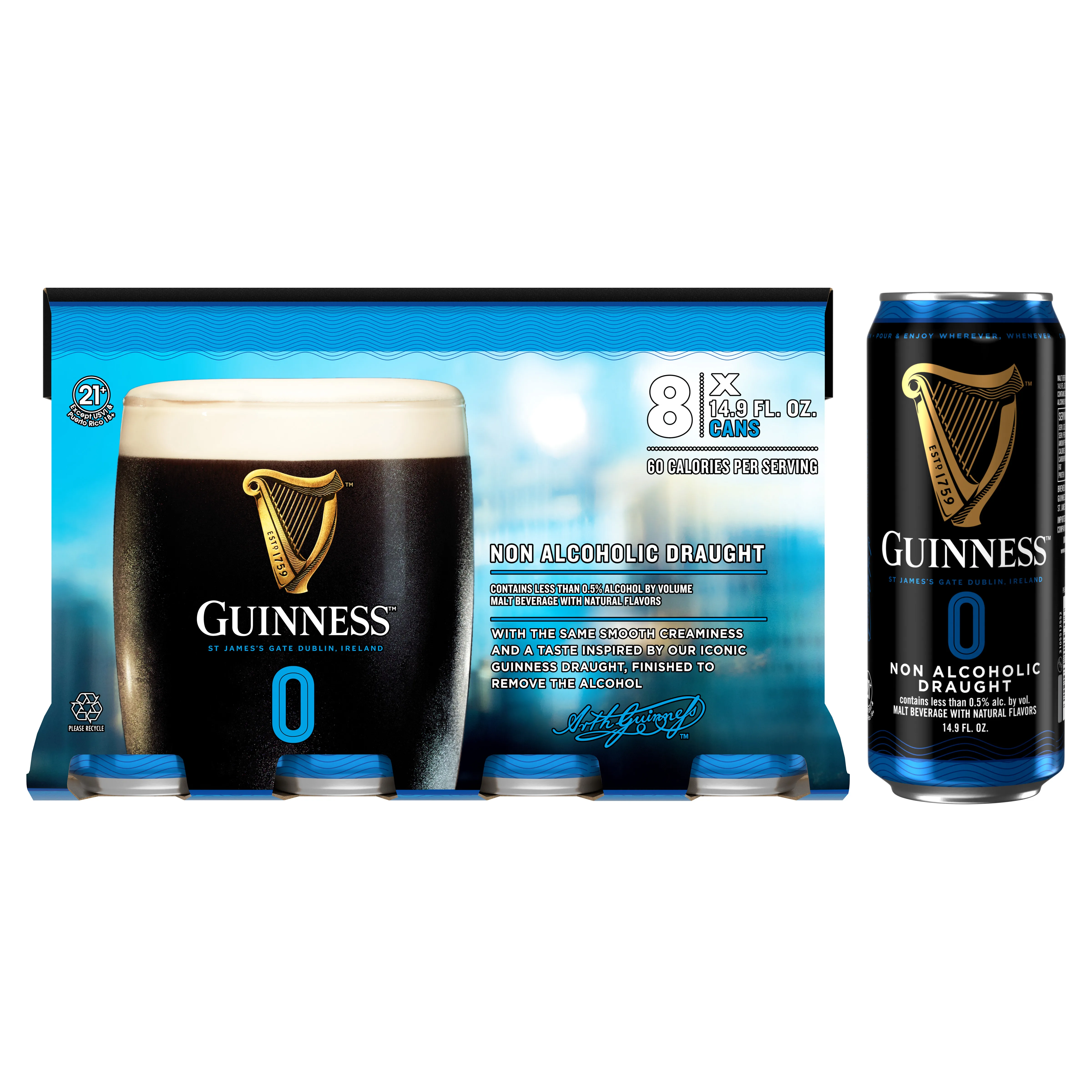 Guiness Zero Draught Non-Alcoholic 8pk 14.9oz Can