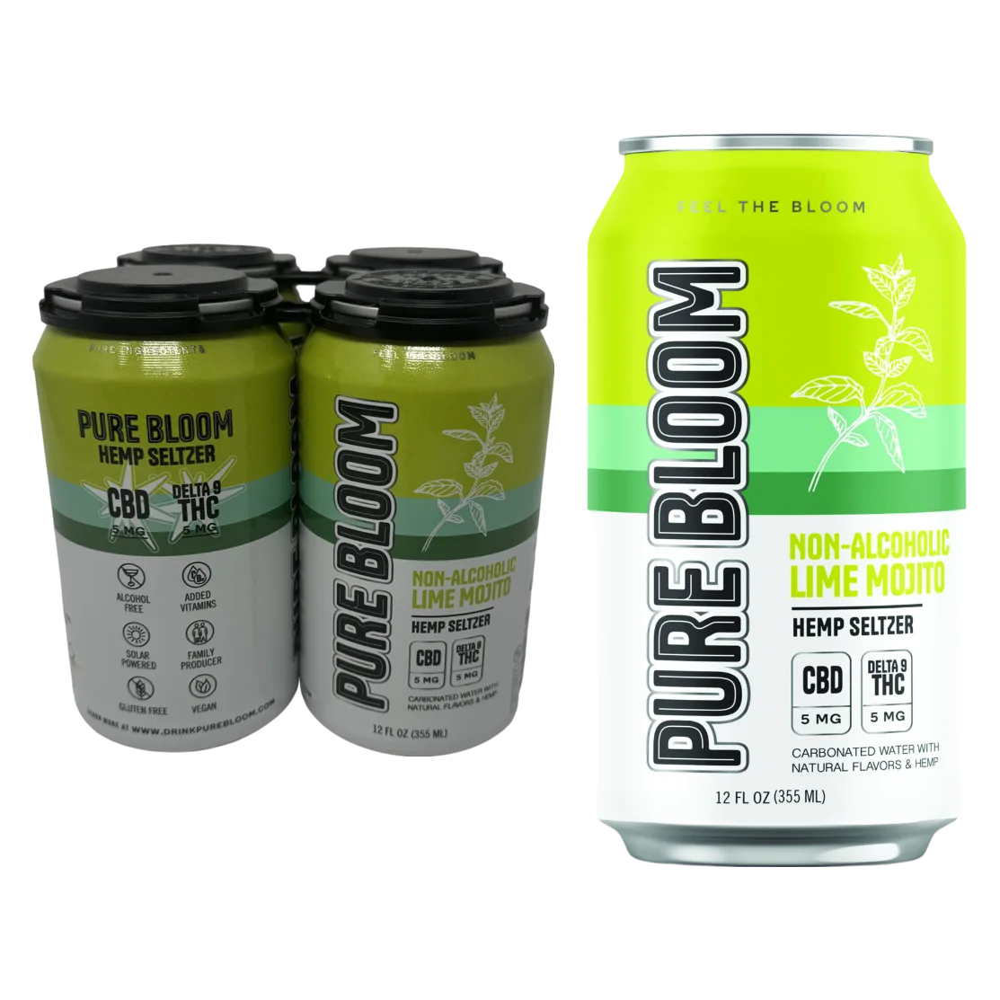 Pure Bloom Lime Mojito 5mg THC Seltzer 4pk Cans